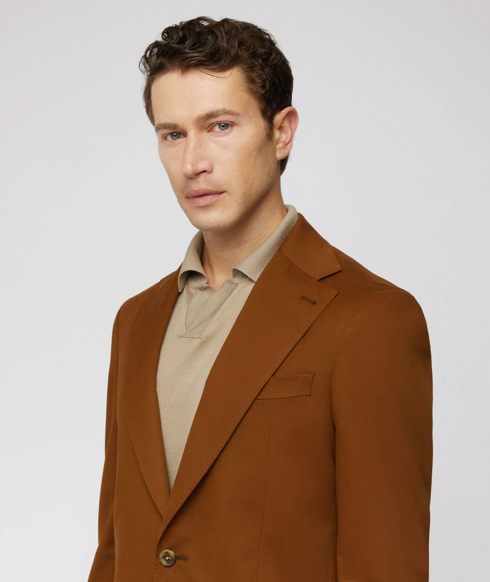 Abito in cotone-cashmere marrone bruciato - Image 3
