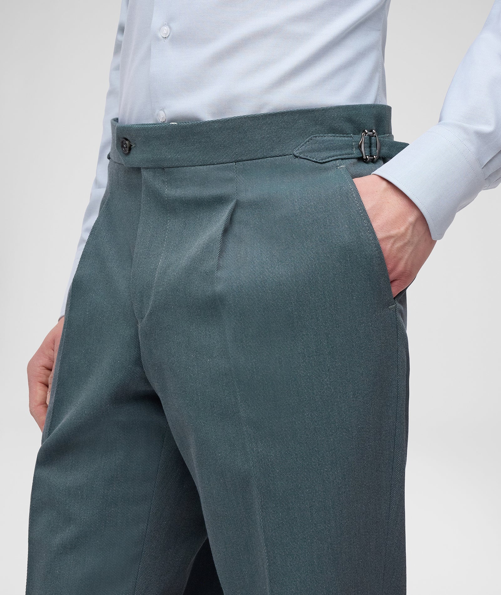Abito in twill di cotone stretch verde bosco - Image 5