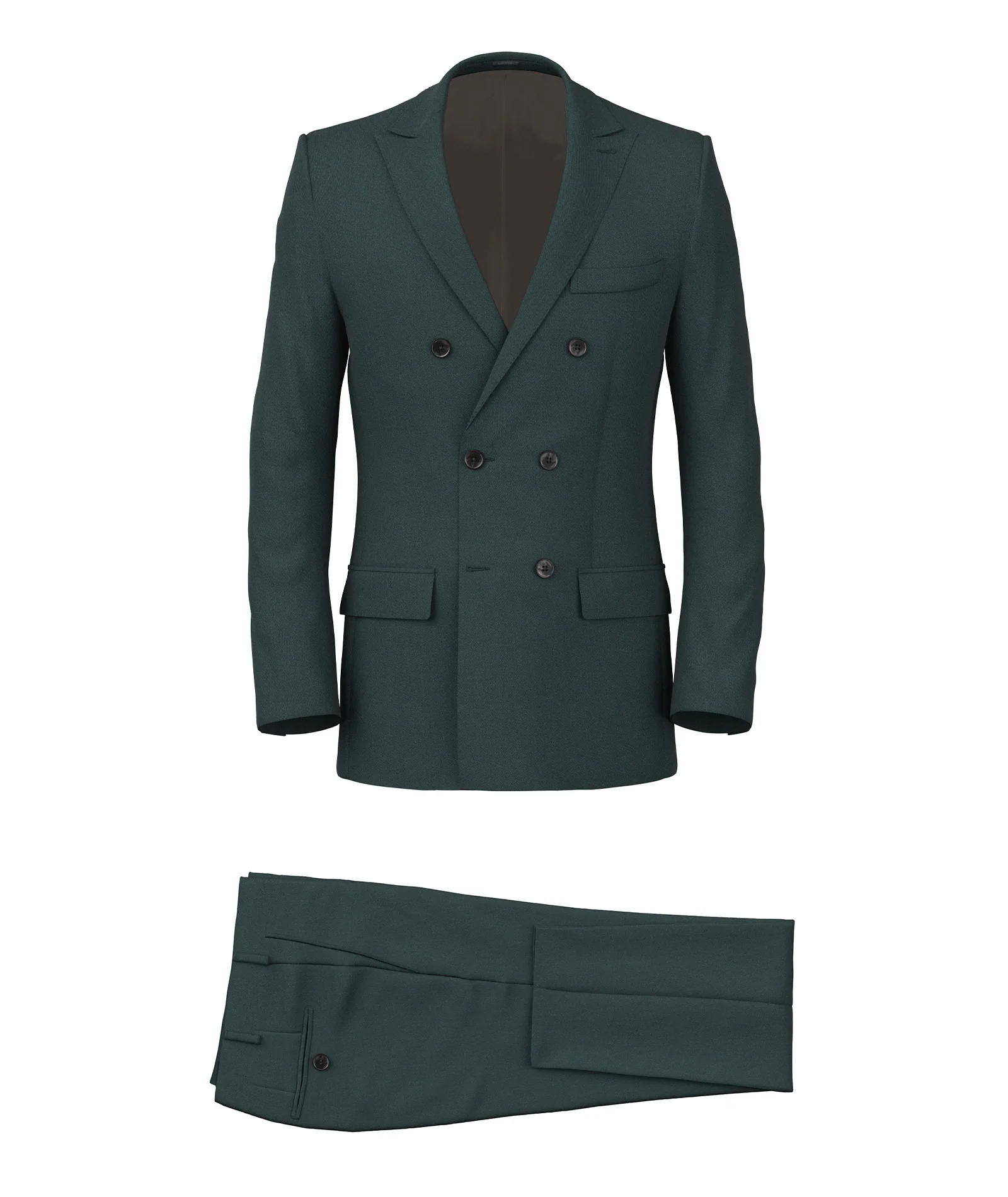 Abito in twill di cotone stretch verde bosco - Image 6