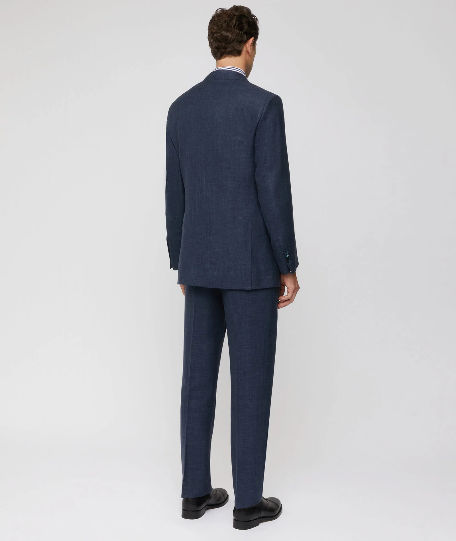 Abito Signature in twill di cashmere-seta-lino blu denim - Image 4