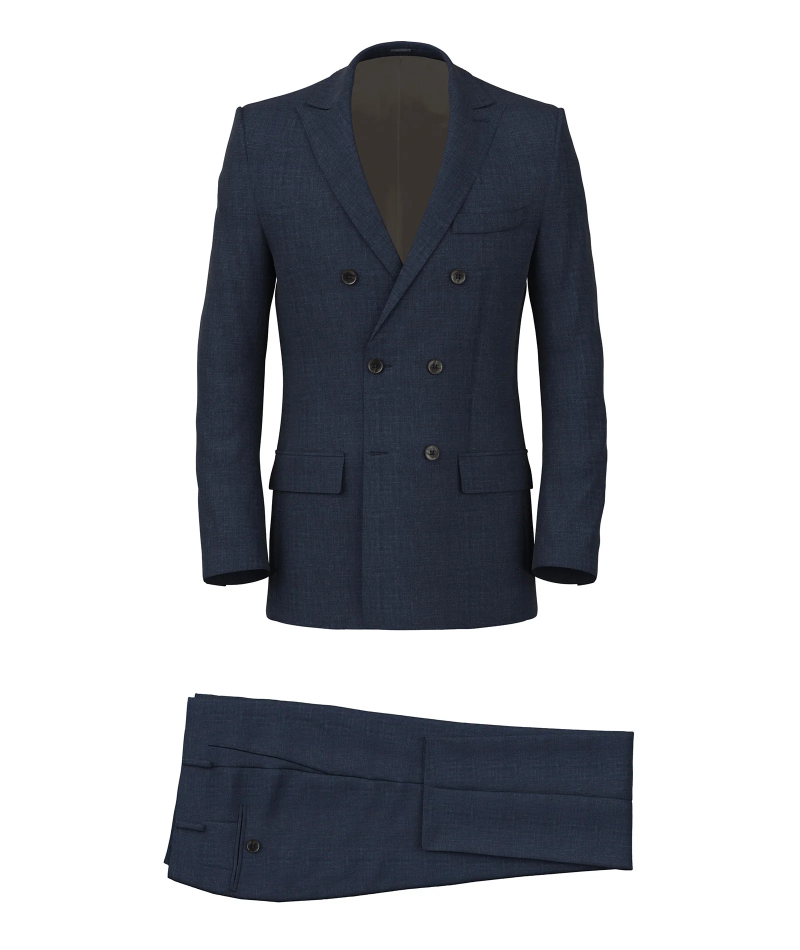 Abito Signature in twill di cashmere-seta-lino blu denim - Image 7