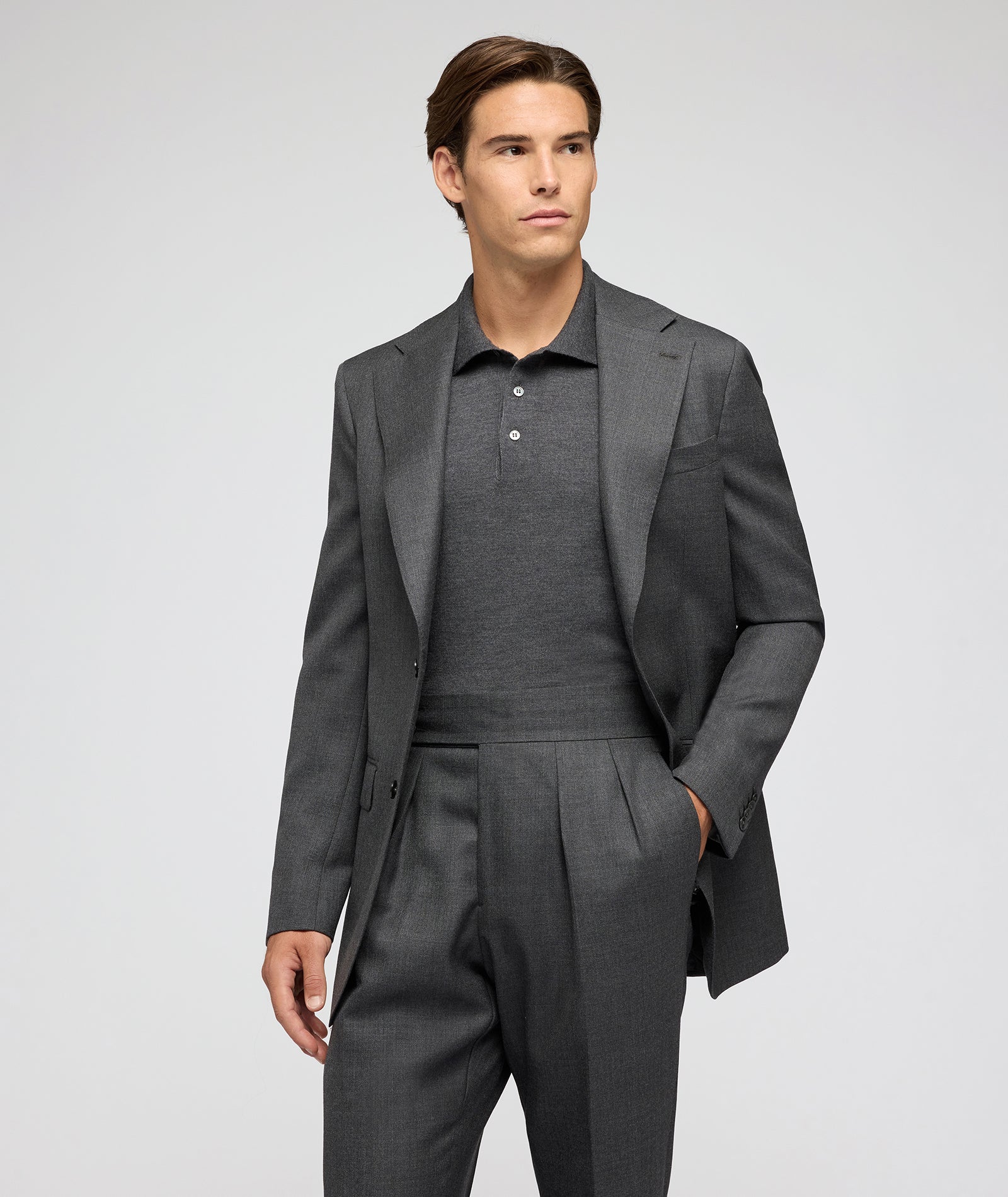 Abito Su Misura da Uomo grigio in twill di lana - Image 2