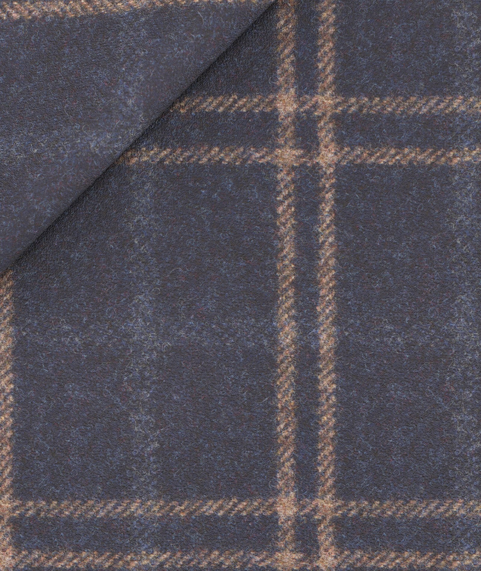 Abito Su Misura da Uomo in flanella di lana finestrato blu e beige - Image 3