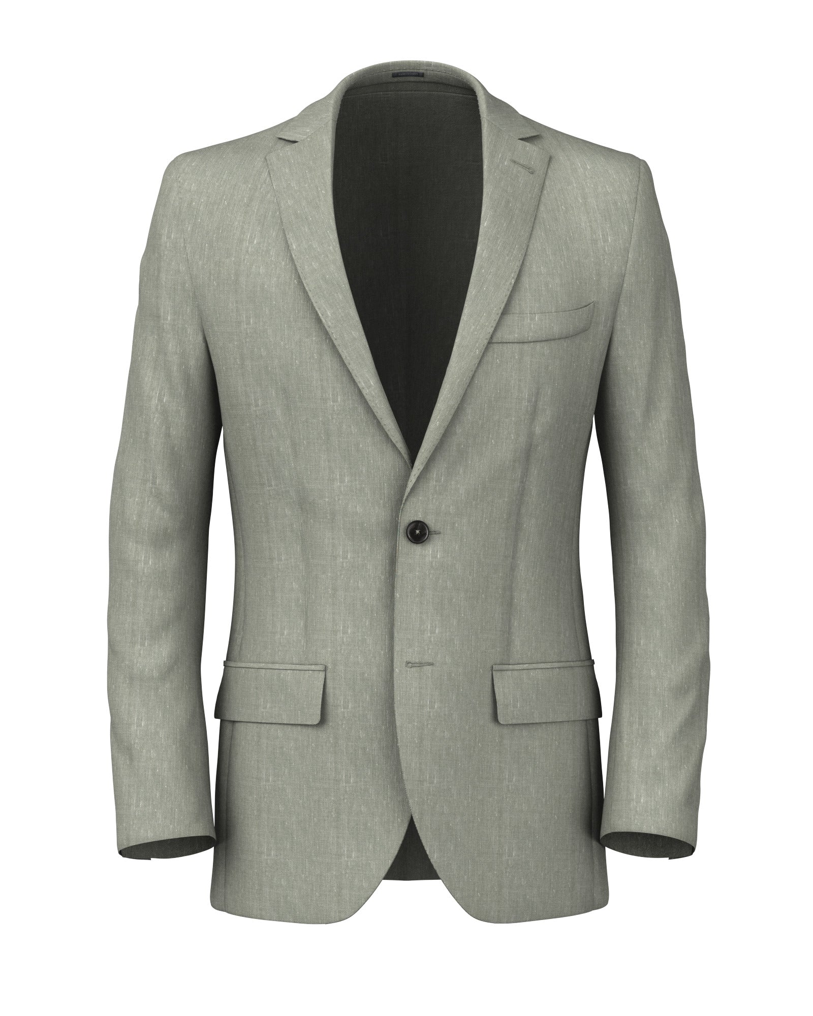 Blazer in lino lana verde effetto denim