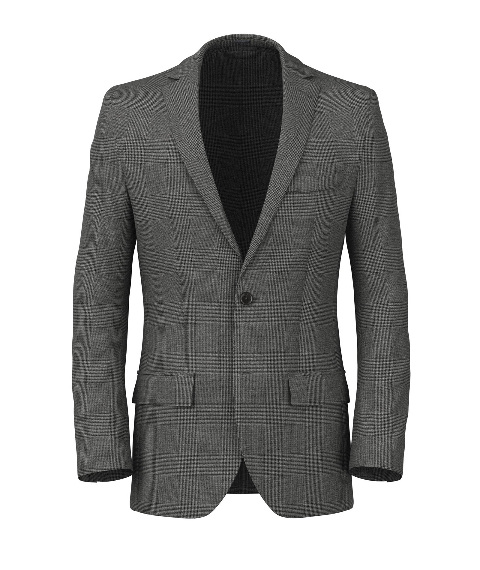 Blazer Principe di Galles in flanella di lana grigio e blu