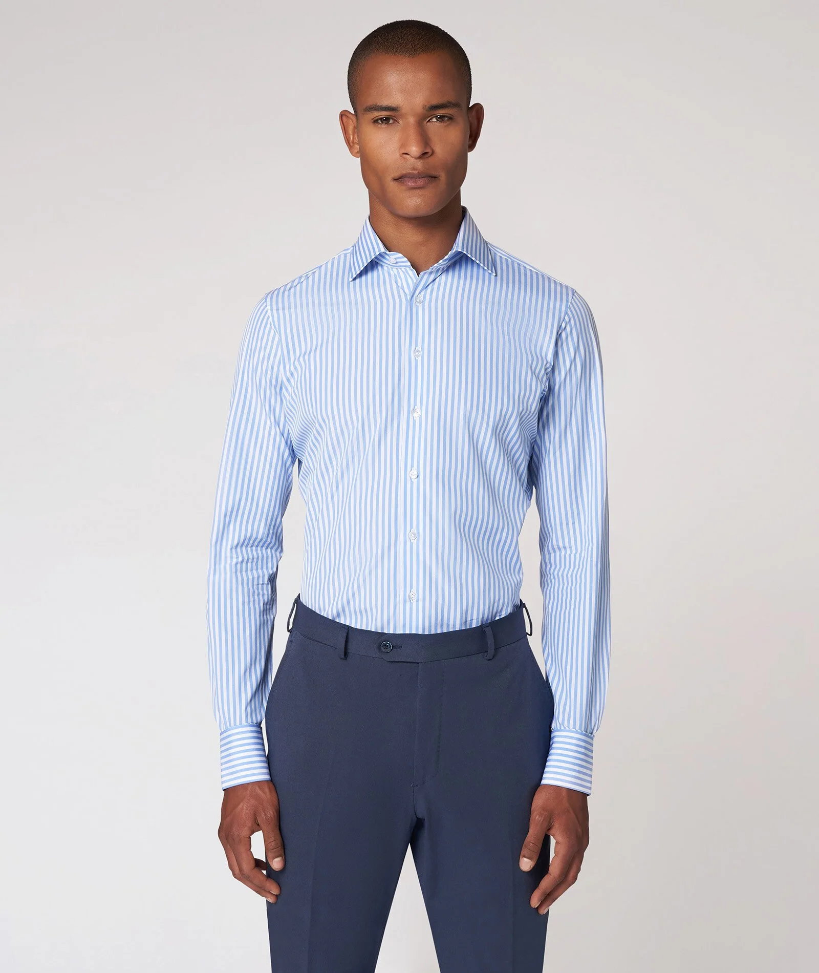 Camicia a righe azzurre in cotone
