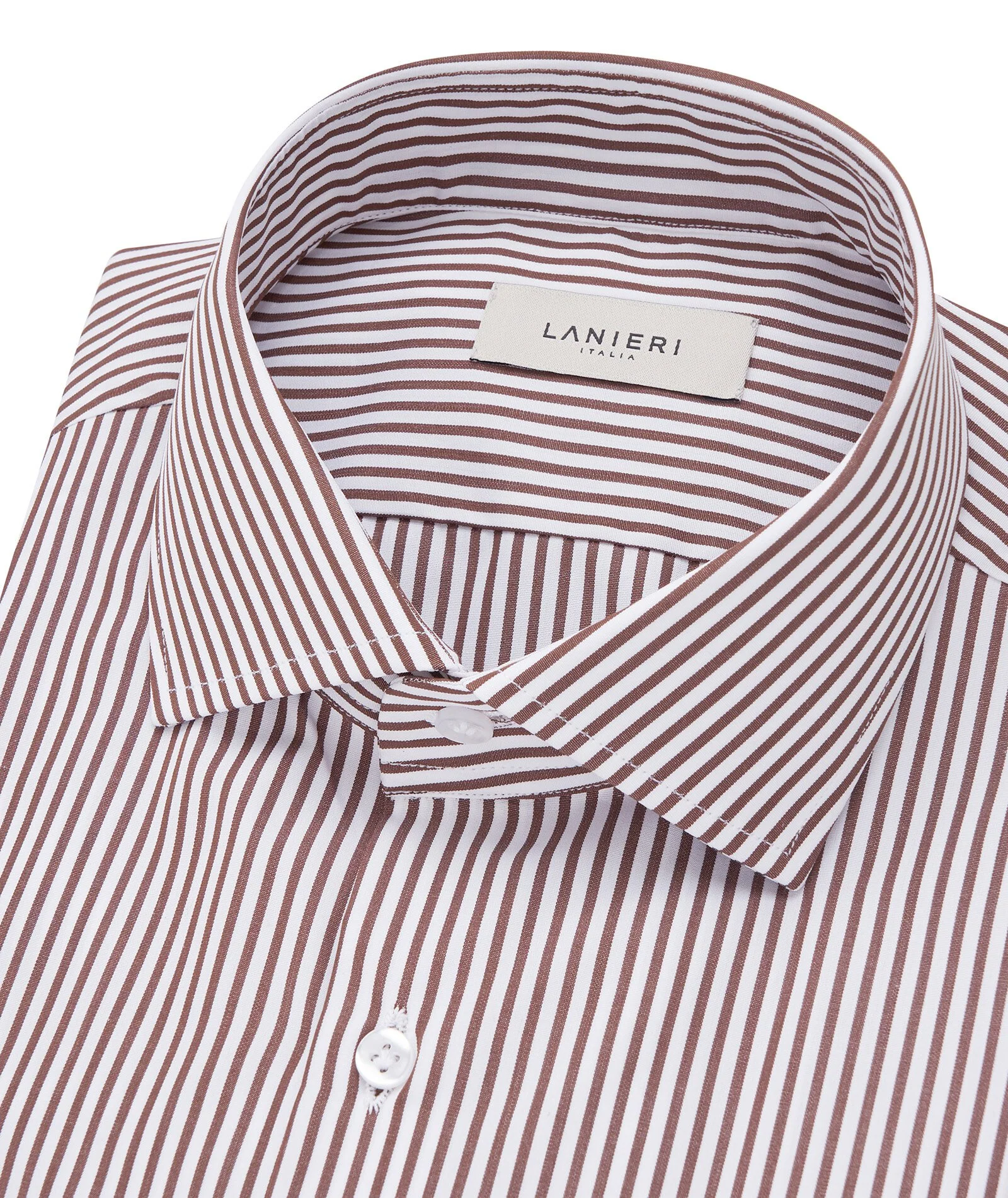 Camicia a righe marroni in cotone - Image 2