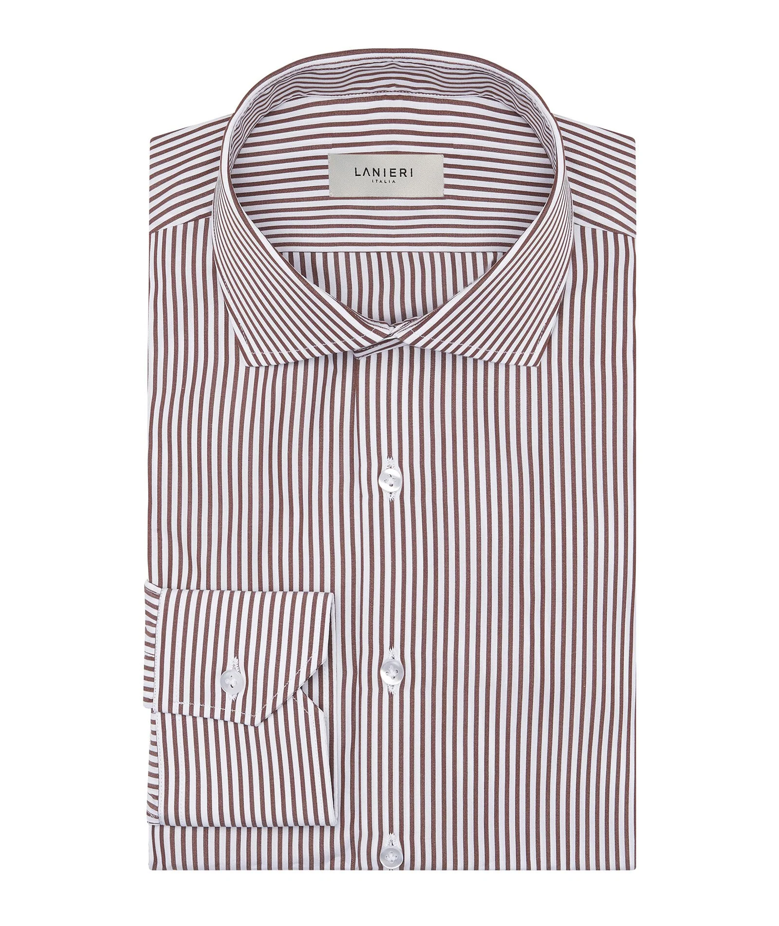 Camicia a righe marroni in cotone - Image 3