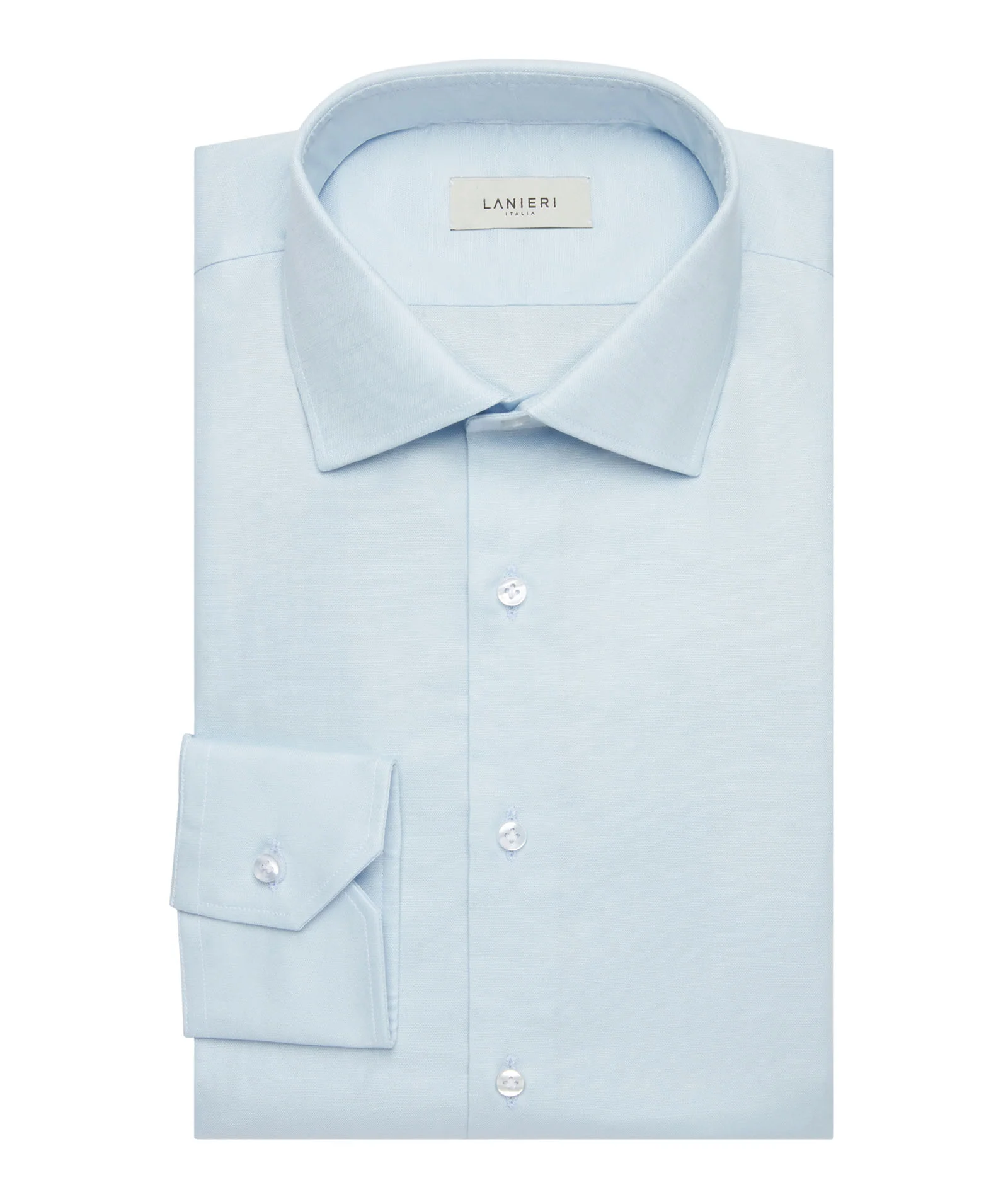 Camicia azzurro in cotone e lino - Image 2