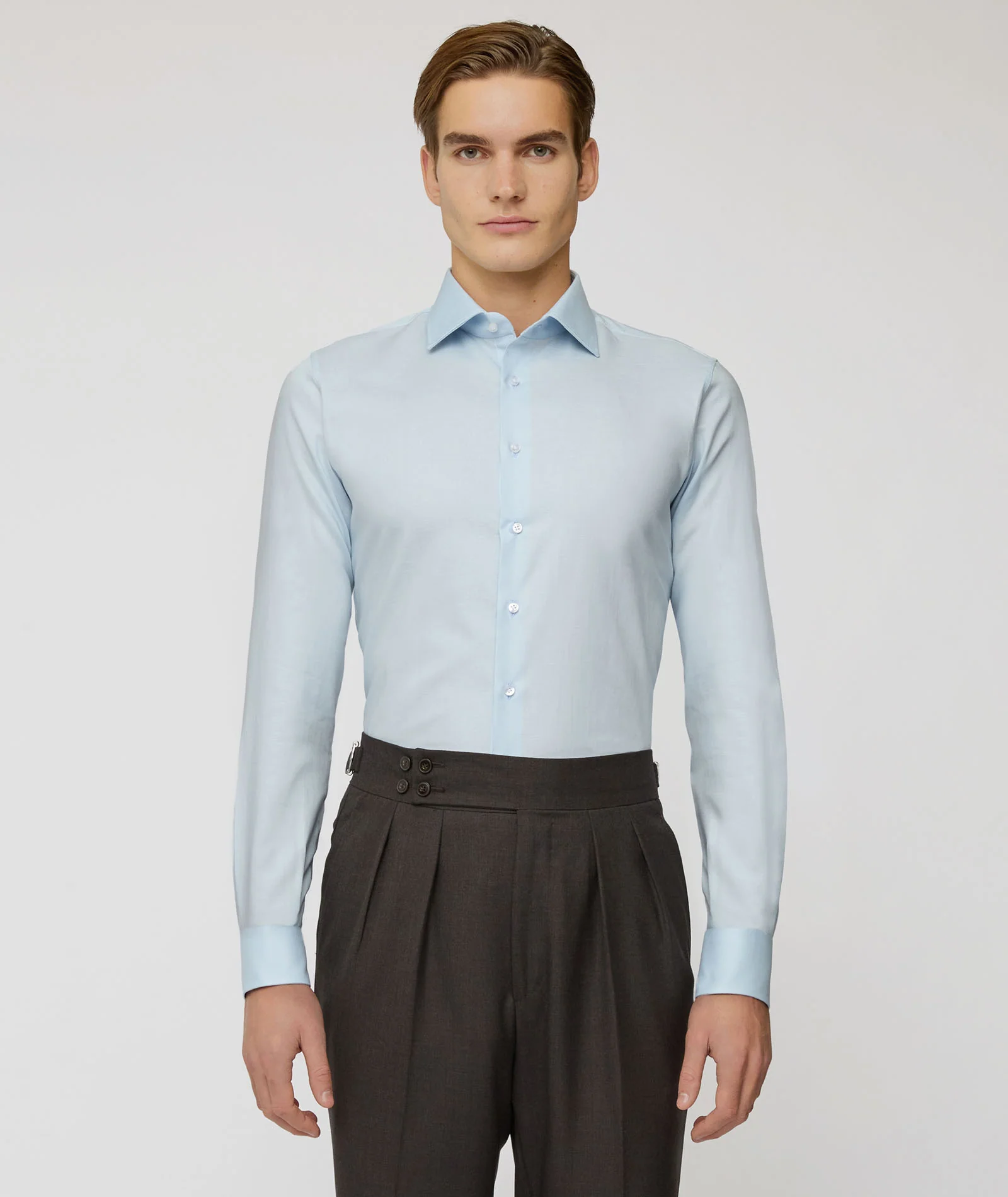 Camicia azzurro in cotone e lino - Image 3