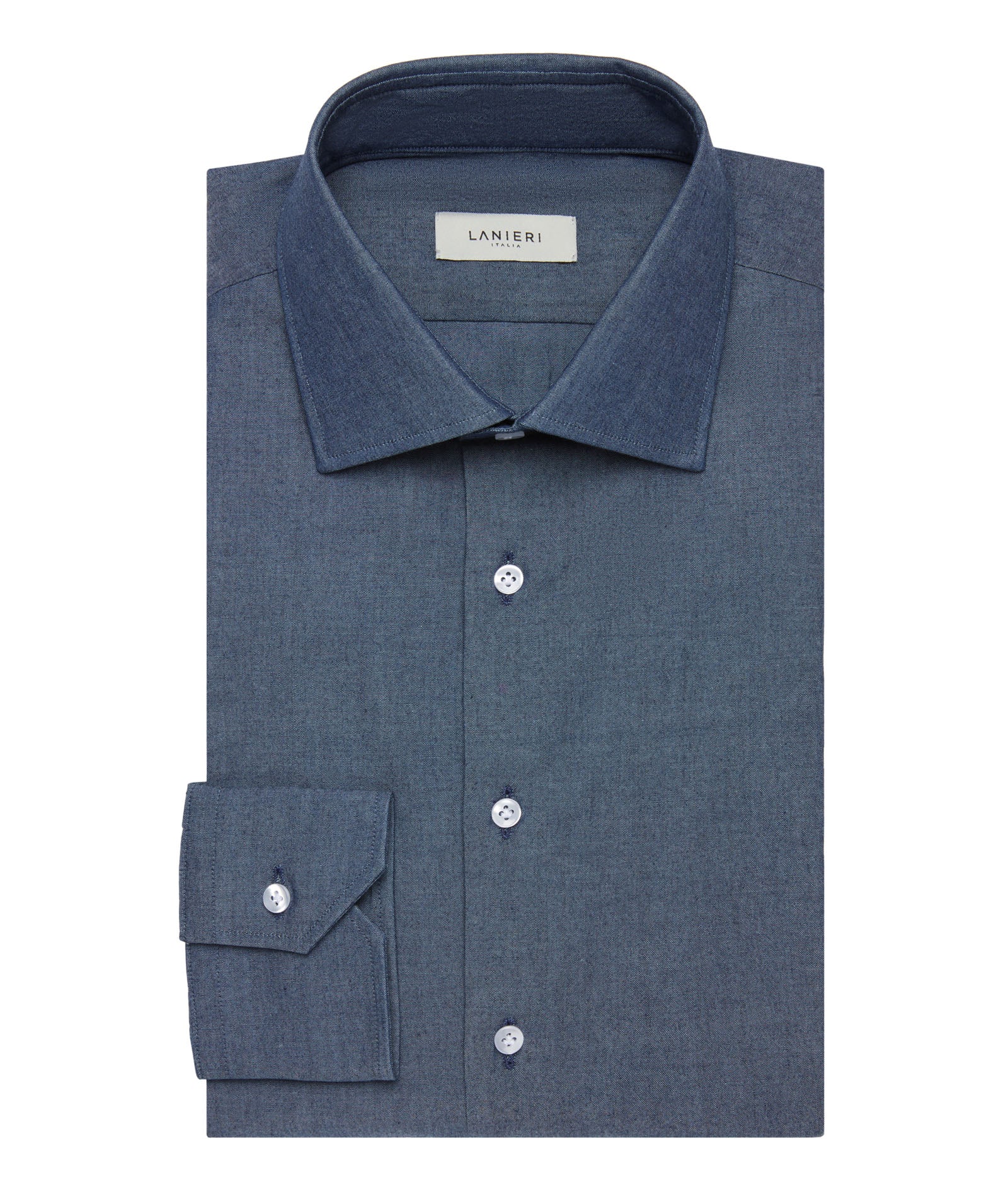 Camicia in cotone chambray blu scuro - Image 3