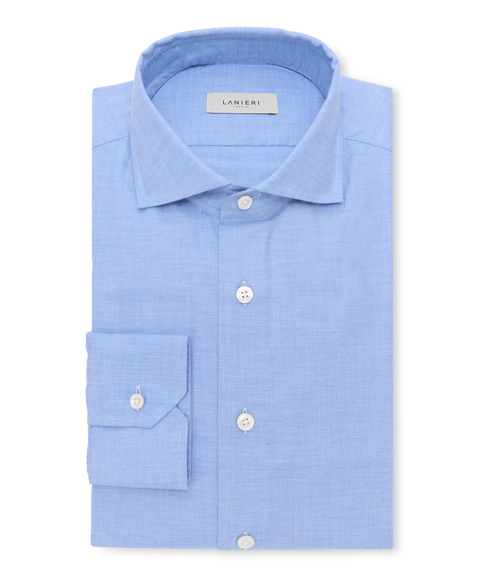 Camicia in flanella di cotone azzurra - Image 2