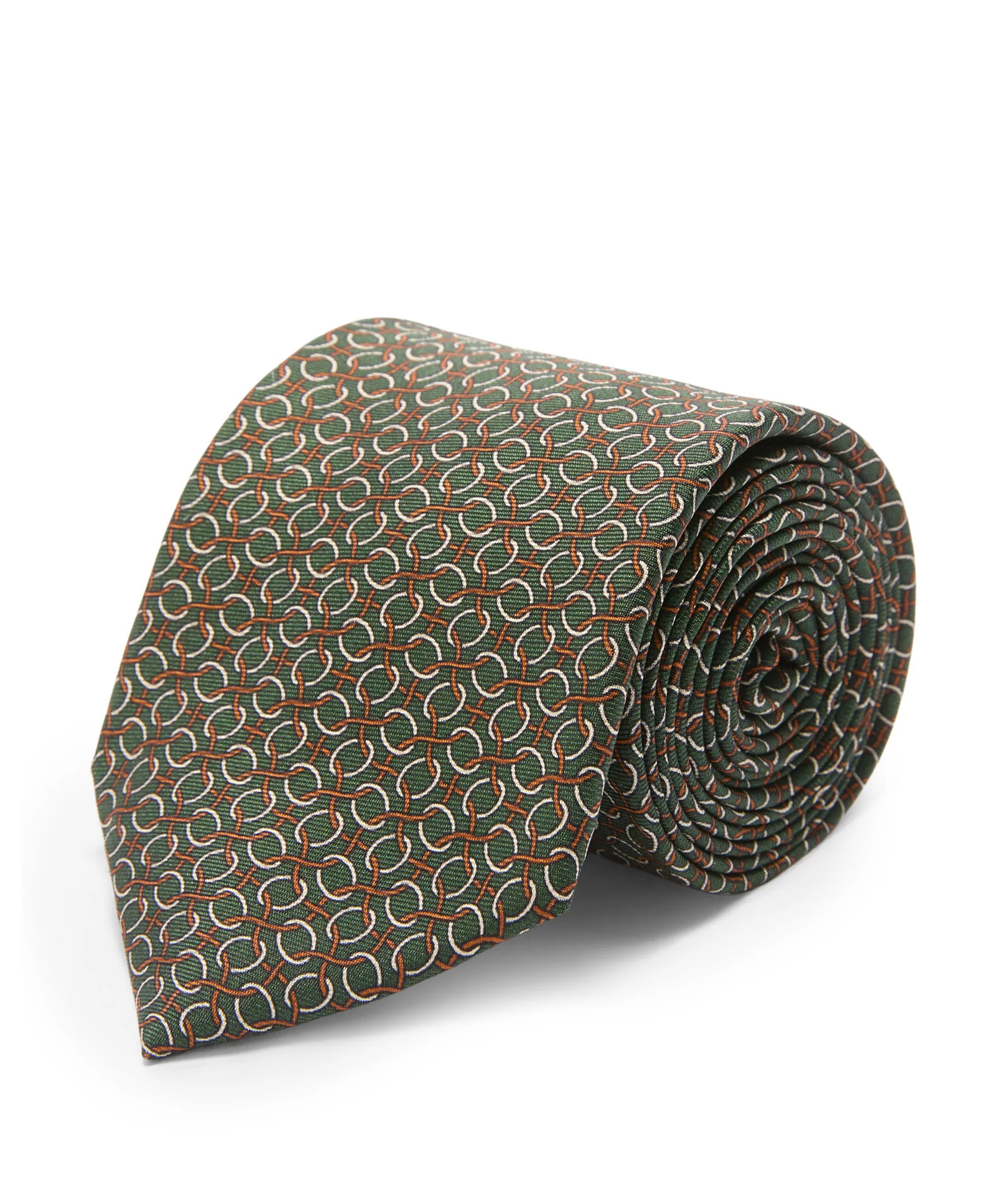 Cravatta in seta con stampa catene verde