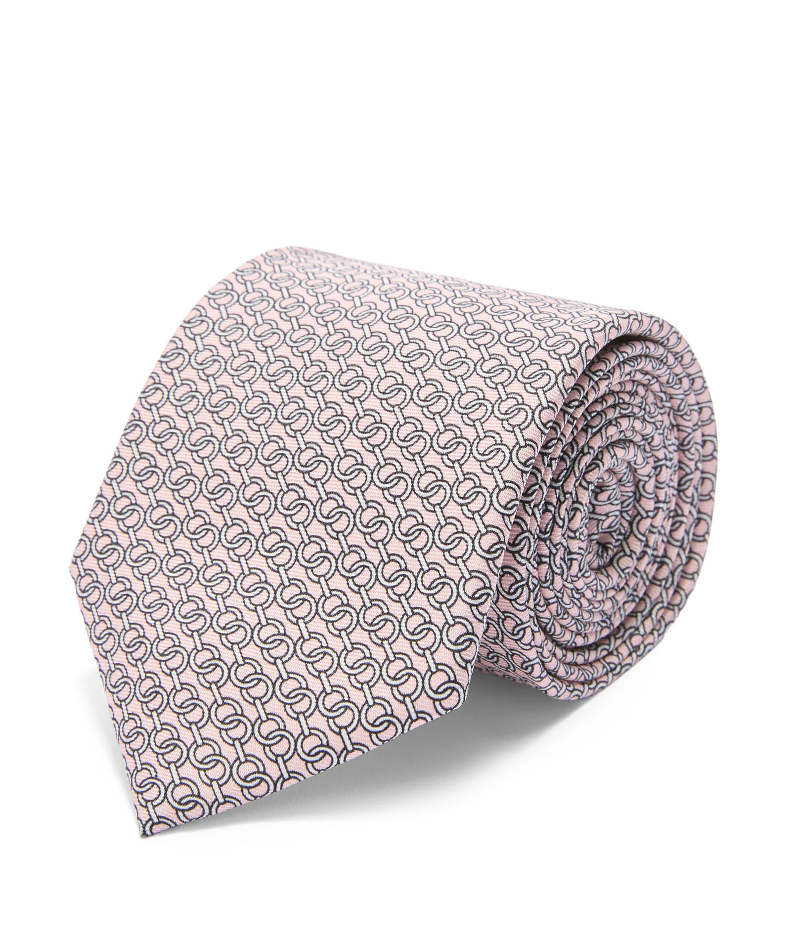 Cravatta in seta con stampa micro catene rosa