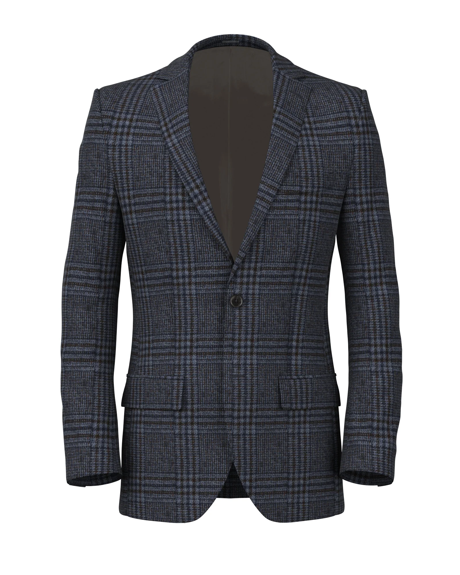 Giacca in lana e baby alpaca Principe di Galles blu