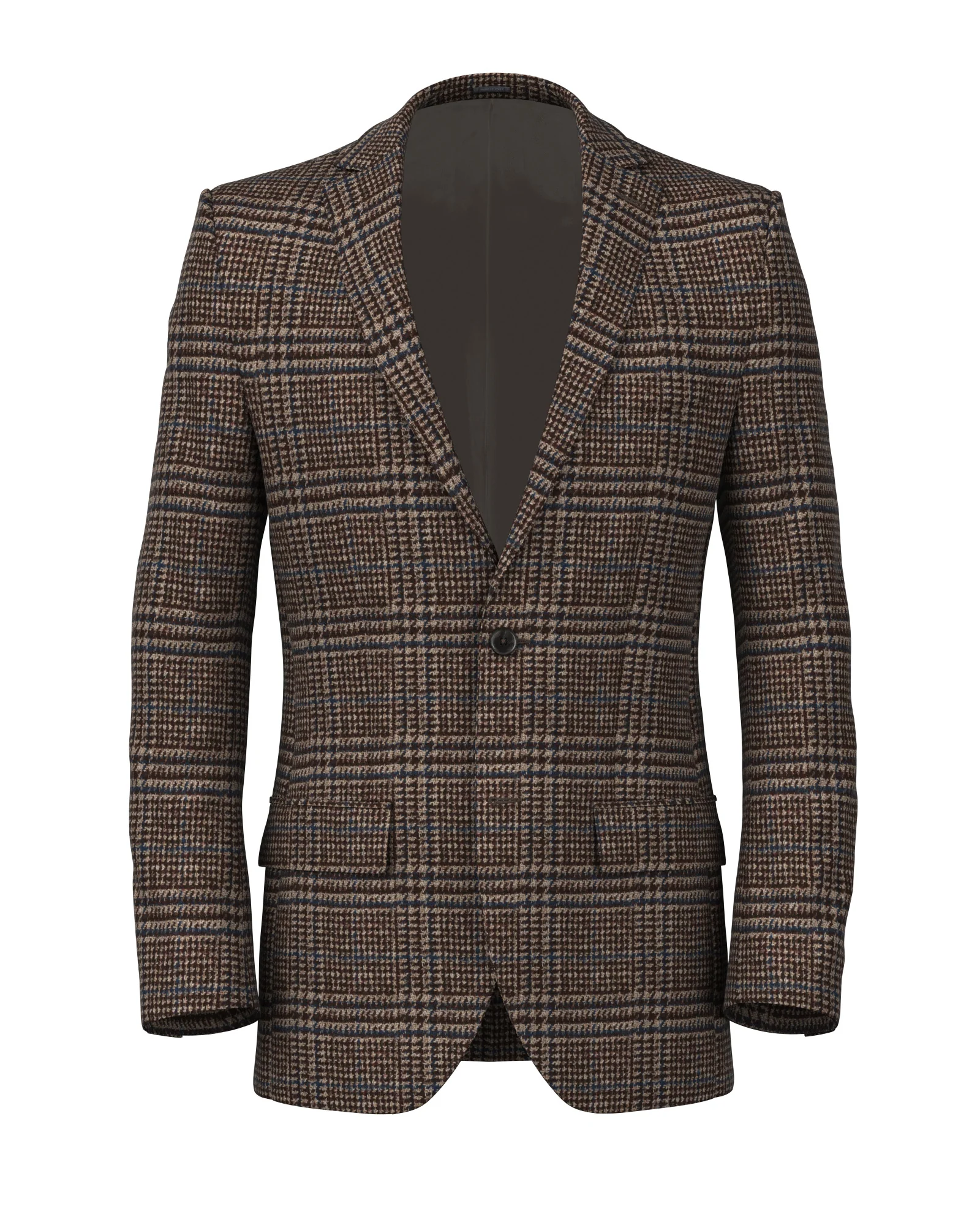 Giacca in lana e baby alpaca Principe di Galles marrone