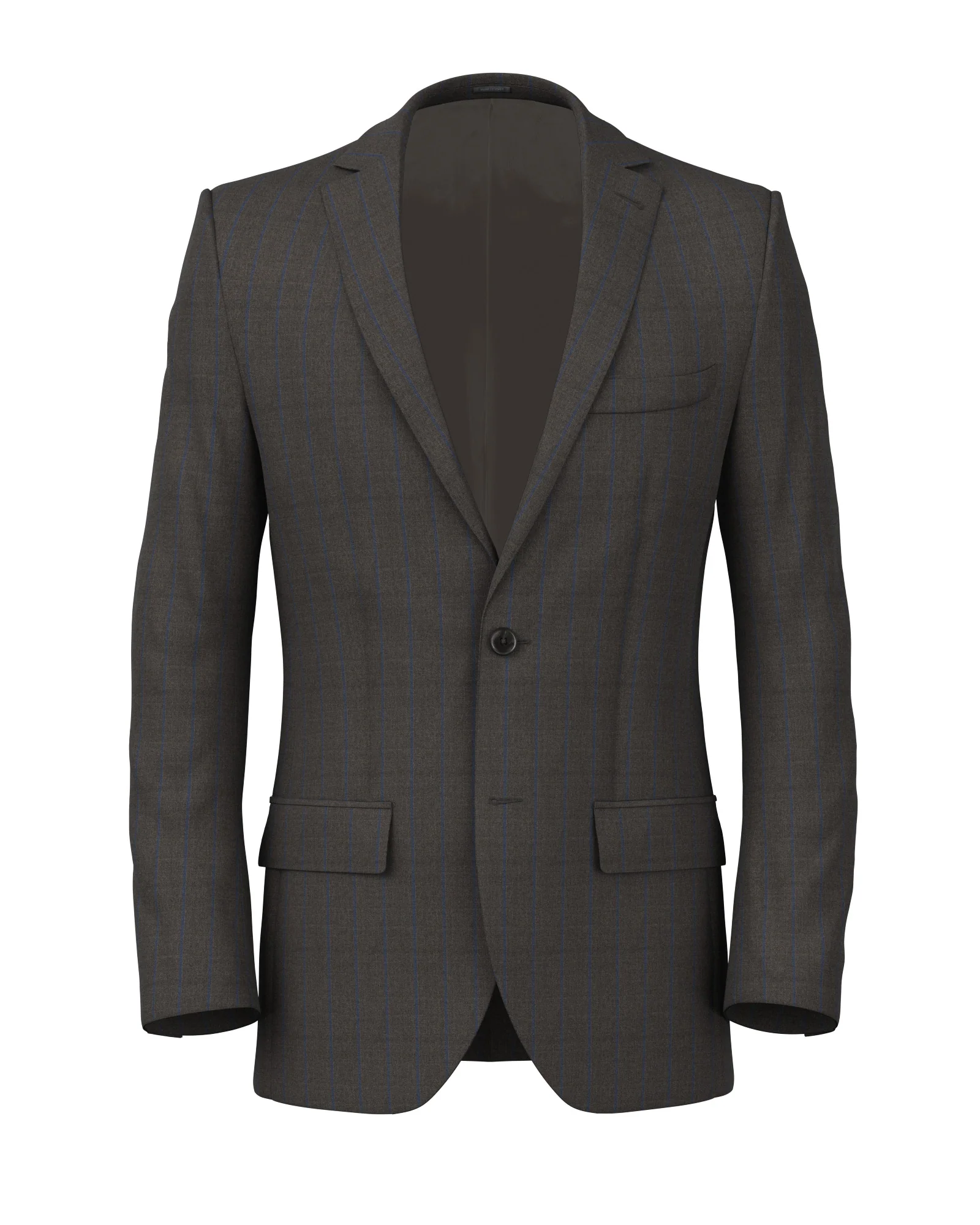 Giacca marrone con gessatura blu