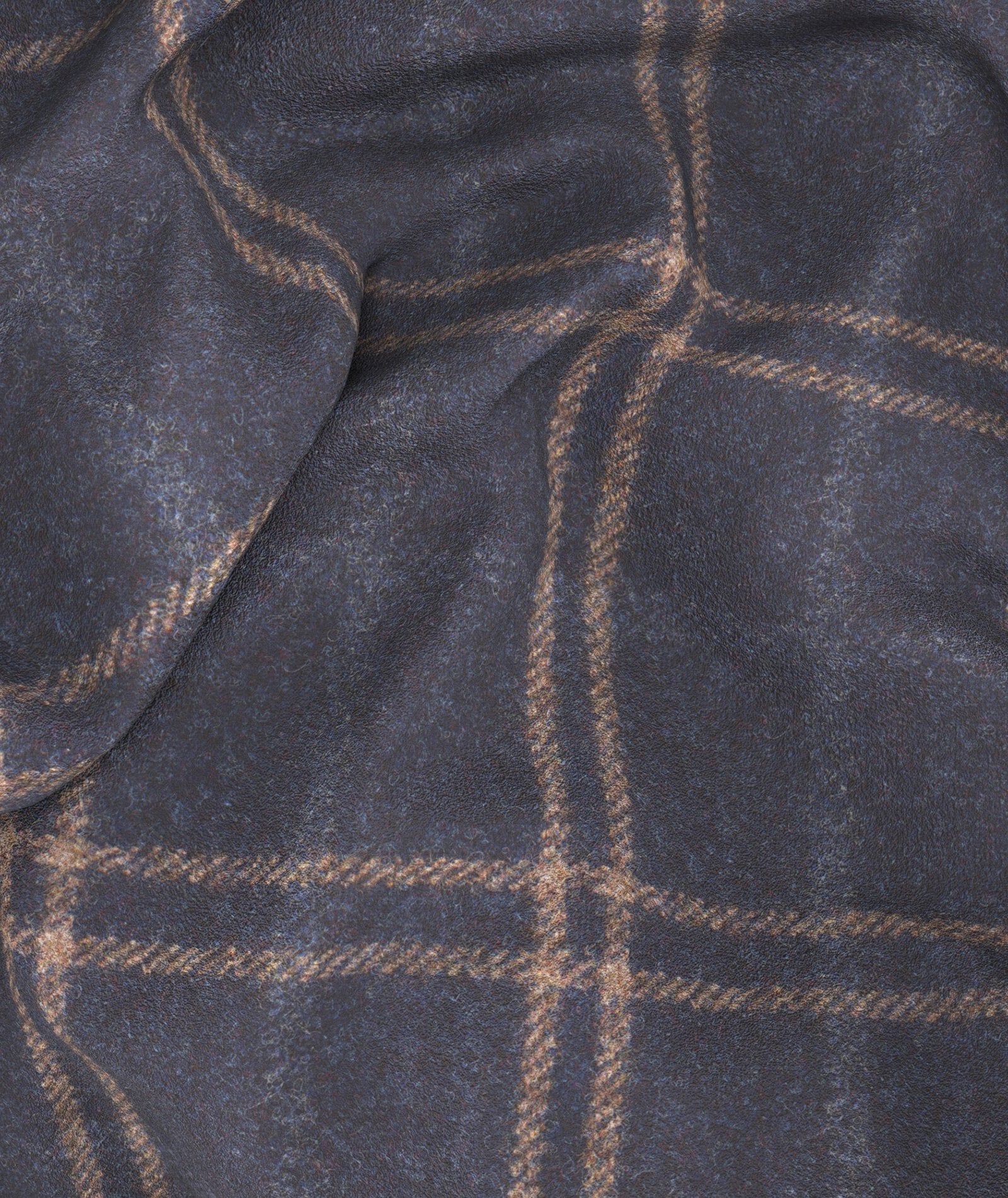 Giacca Su Misura da Uomo in flanella di lana finestrata blu e beige - Image 4