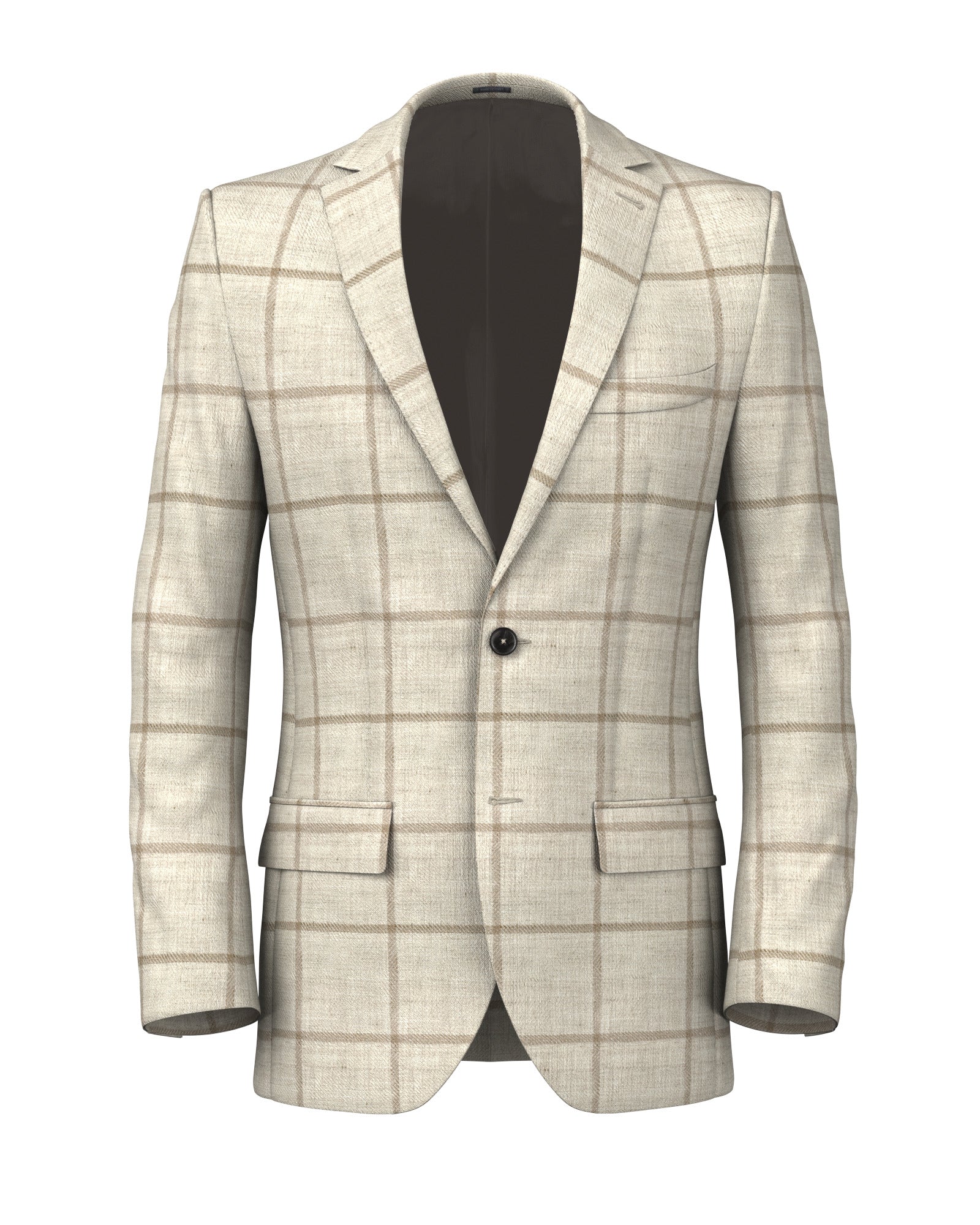 Giacca Su Misura in lino-lana a quadri beige