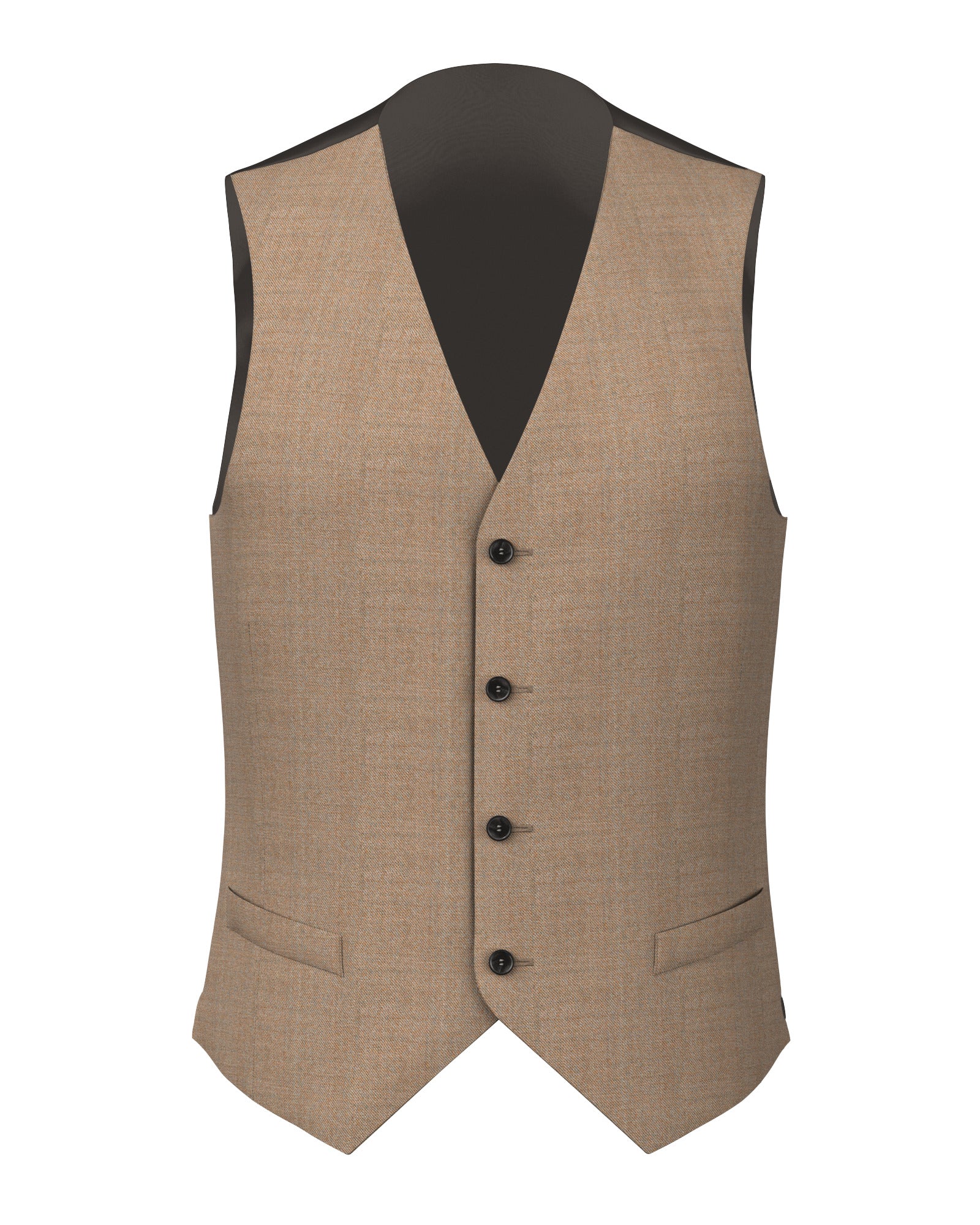 Gilet in grisaglia di lana color cammello