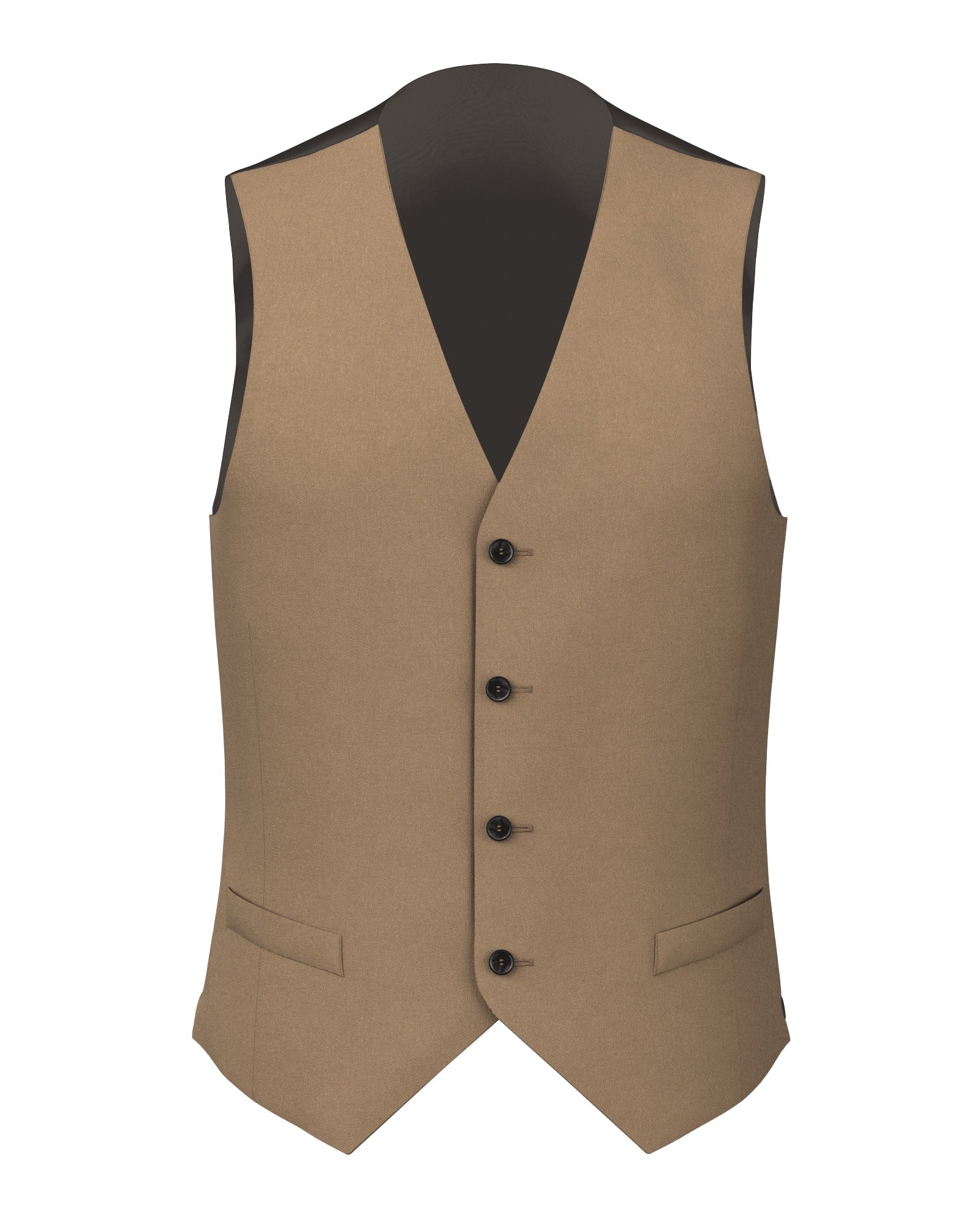 Gilet in twill di cotone stretch cammello