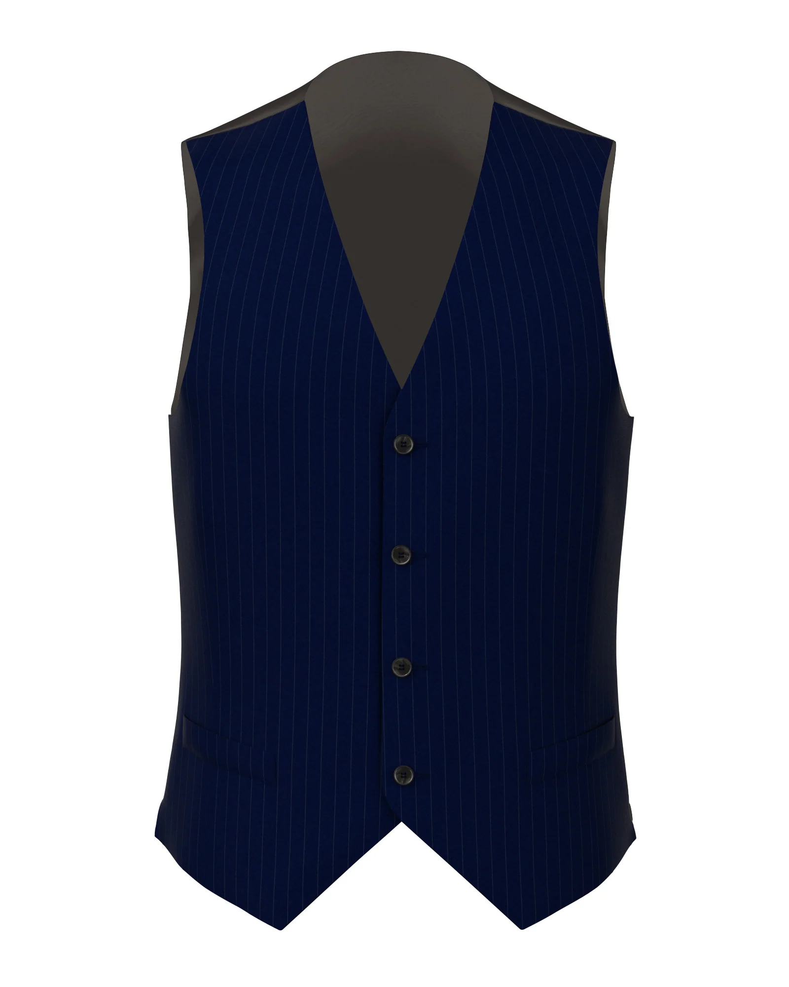 Gilet Signature gessato blu in lana 150's