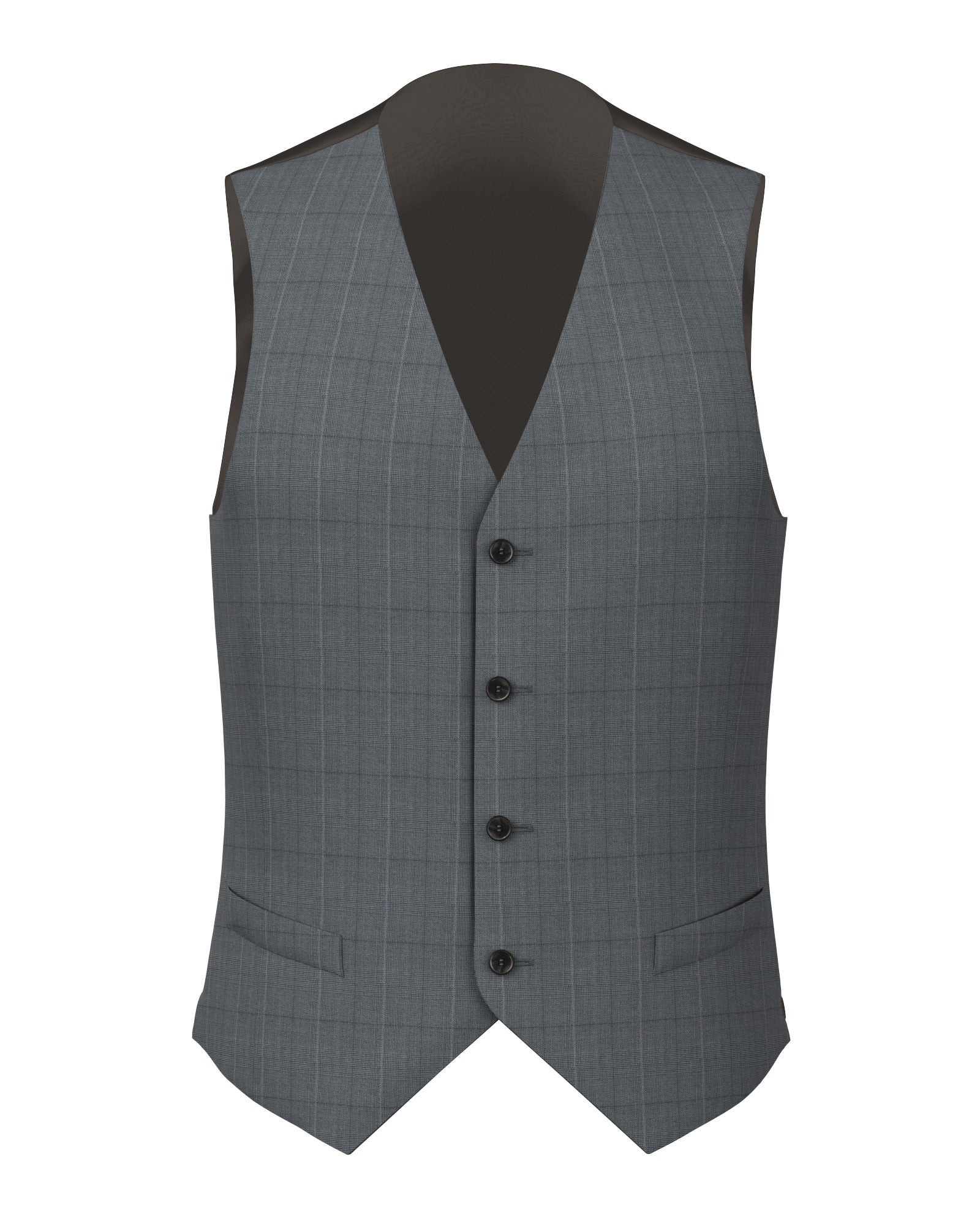 Gilet Signature in lana Principe di Galles grigio