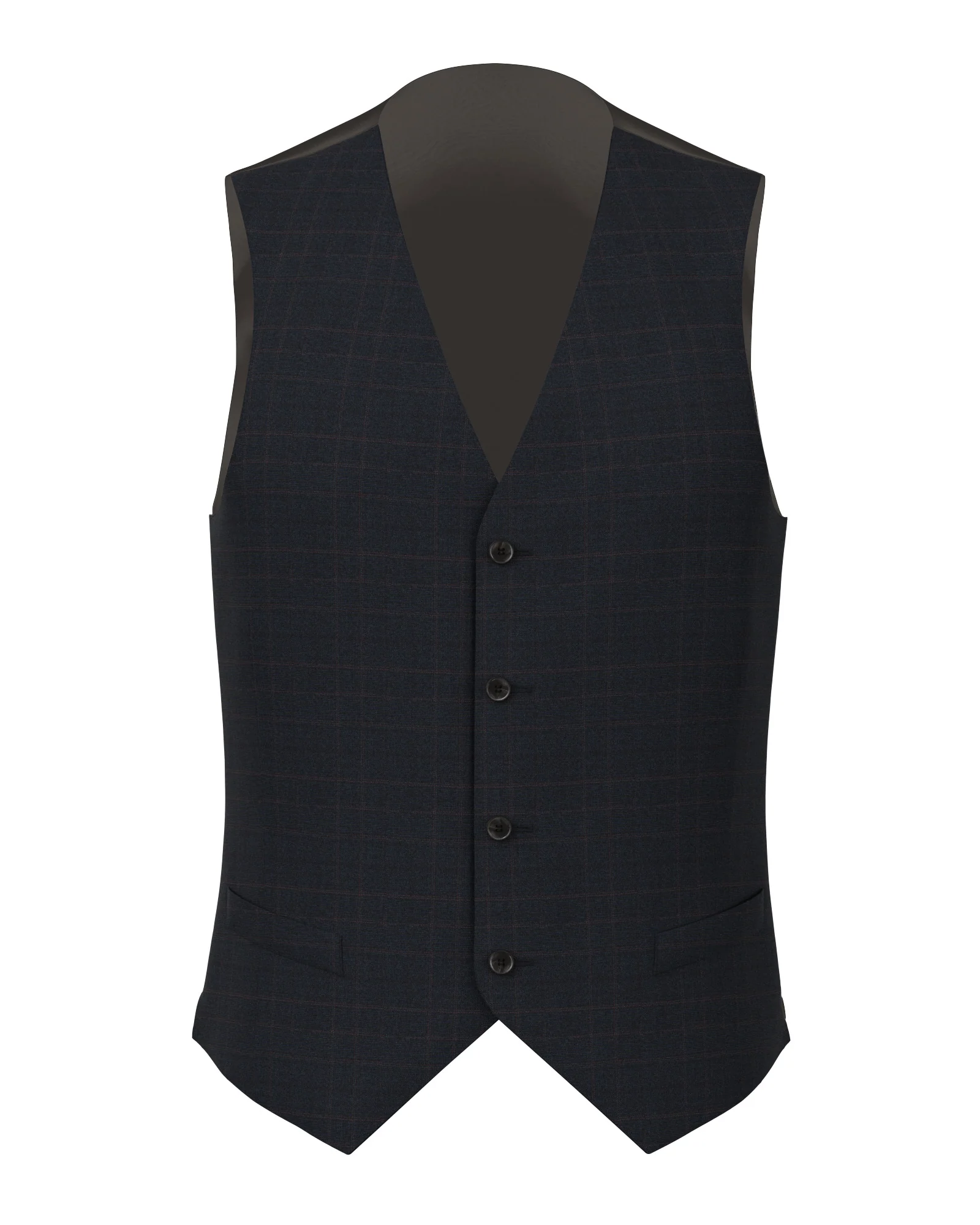Gilet Signature in lana Super 170's a quadri blu e rosso