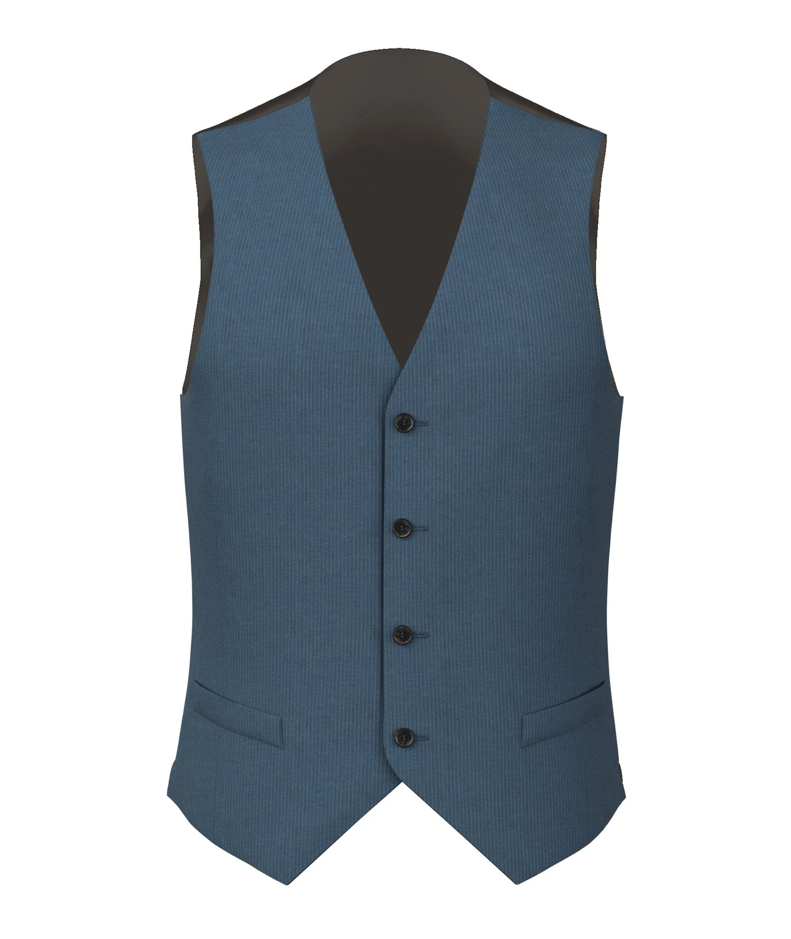 Gilet Su Misura da Uomo azzurro in velluto di cotone