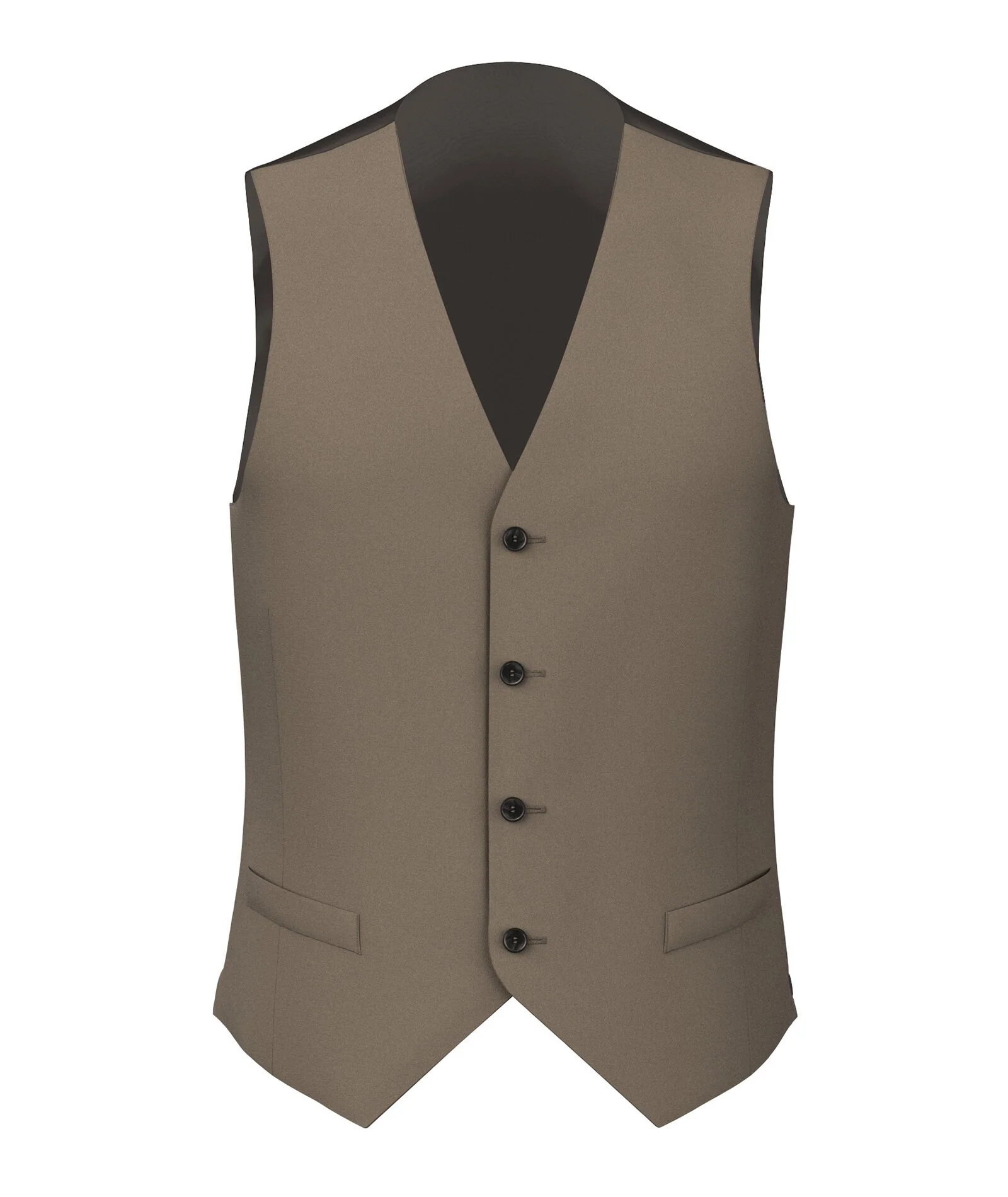 Gilet Su Misura da Uomo Beige biscotto in Tela di Lana bistretch
