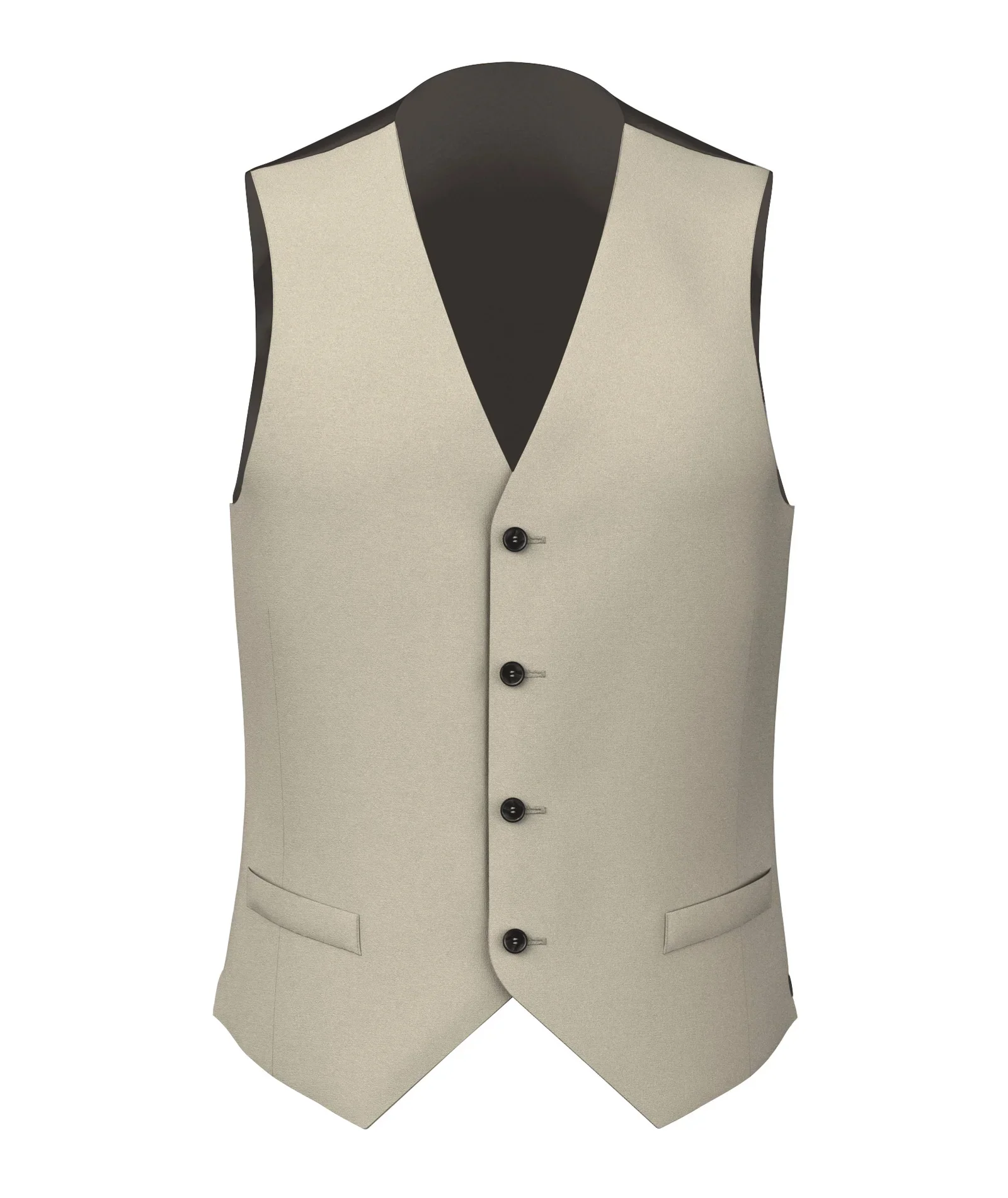 Gilet Su Misura da uomo beige in twill di lana