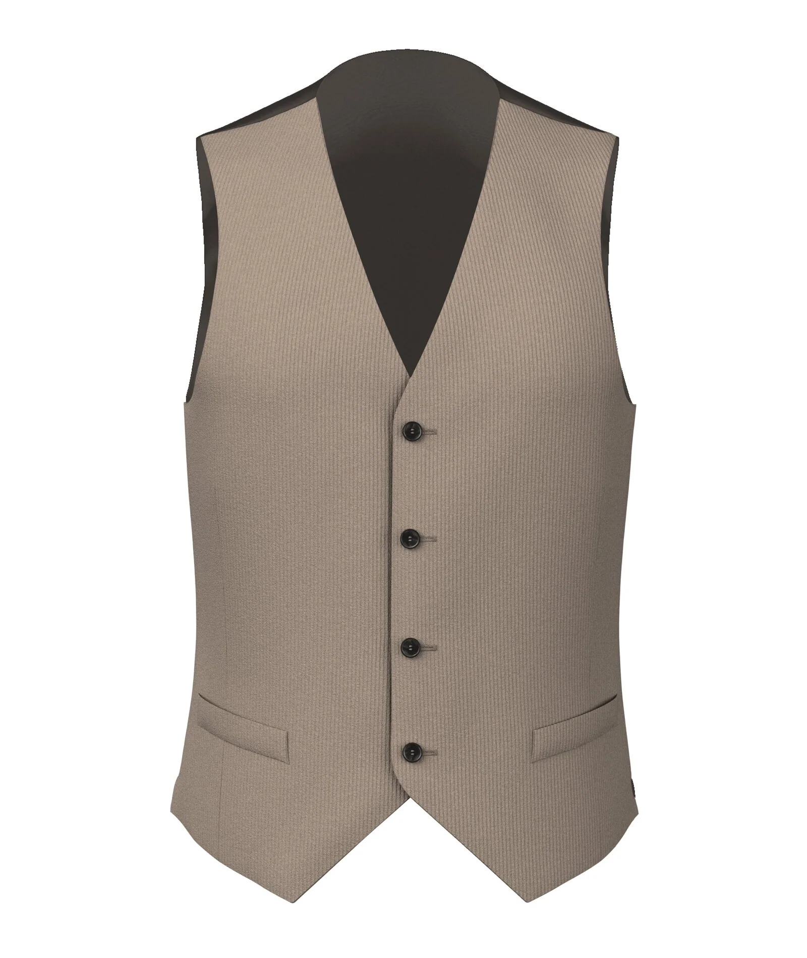 Gilet Su Misura da Uomo beige in velluto di cotone