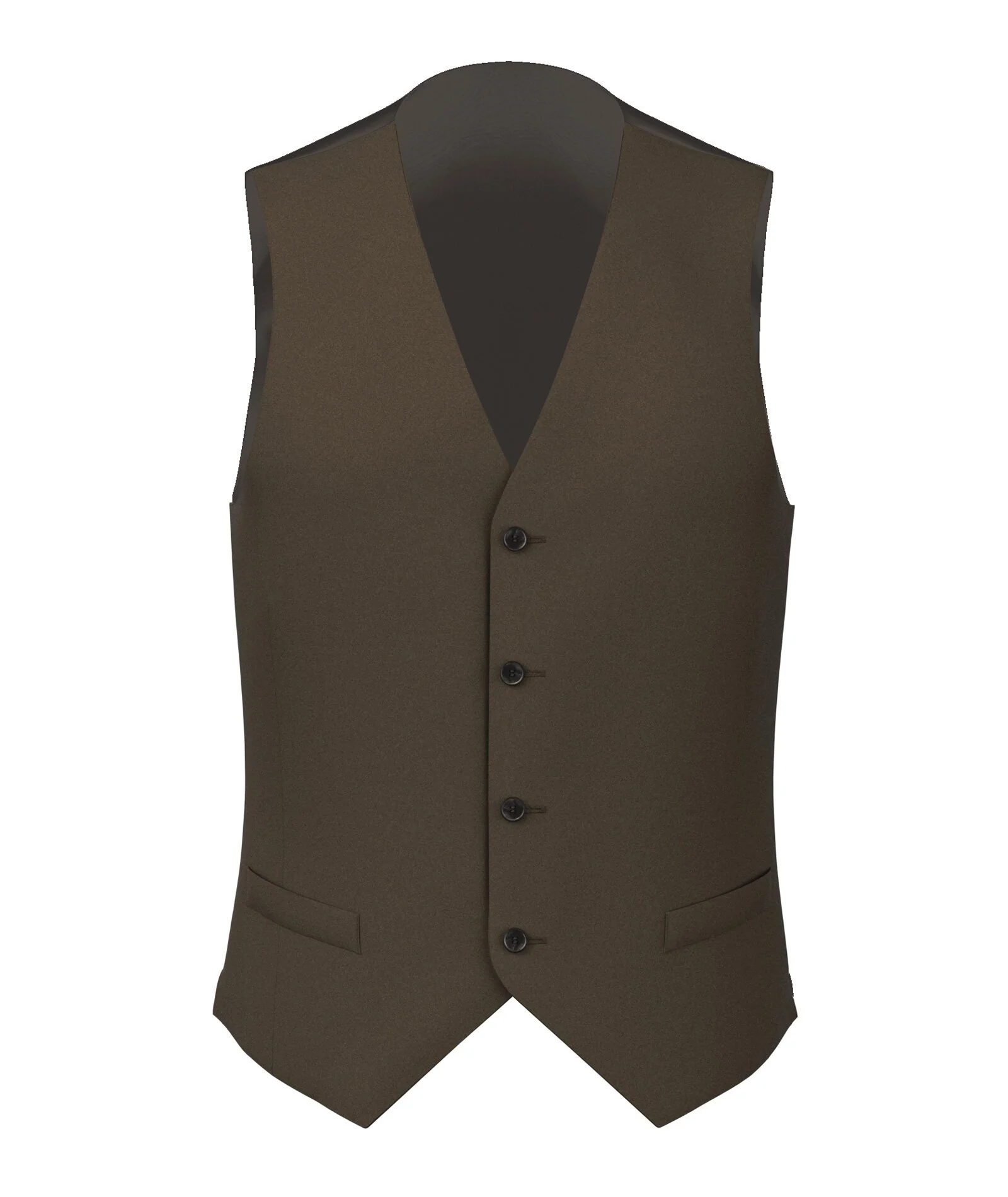 Gilet Su Misura da Uomo marrone chiaro in lana e lyocell stretch