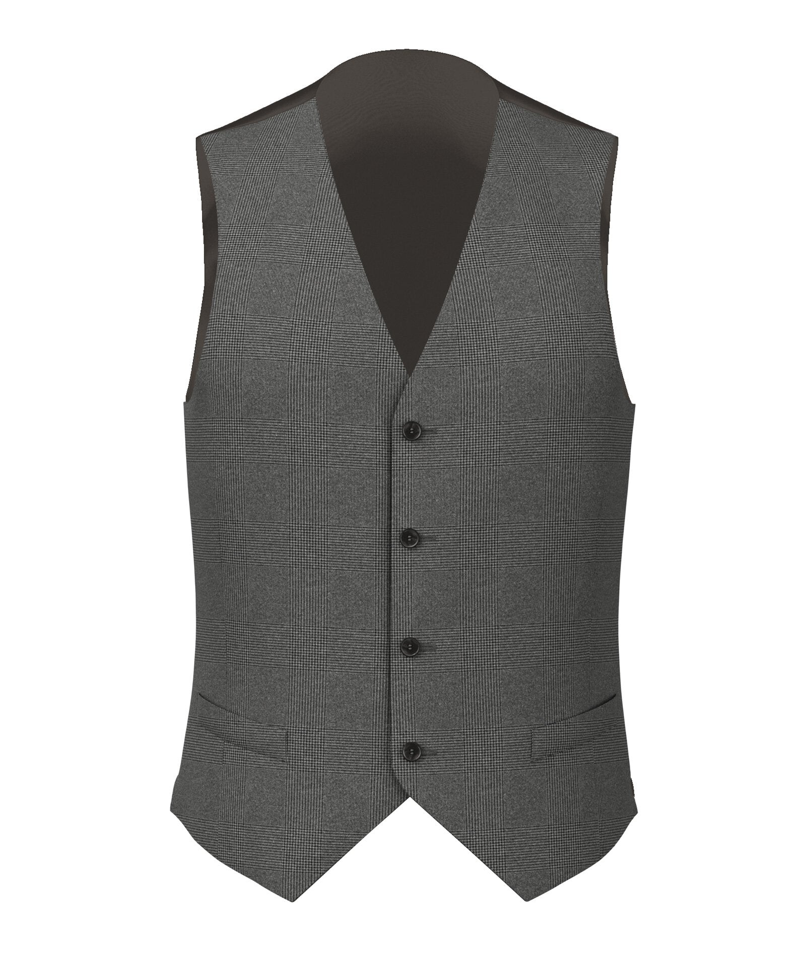 Gilet Su Misura da Uomo Principe di Galles in flanella di lana grigio e blu