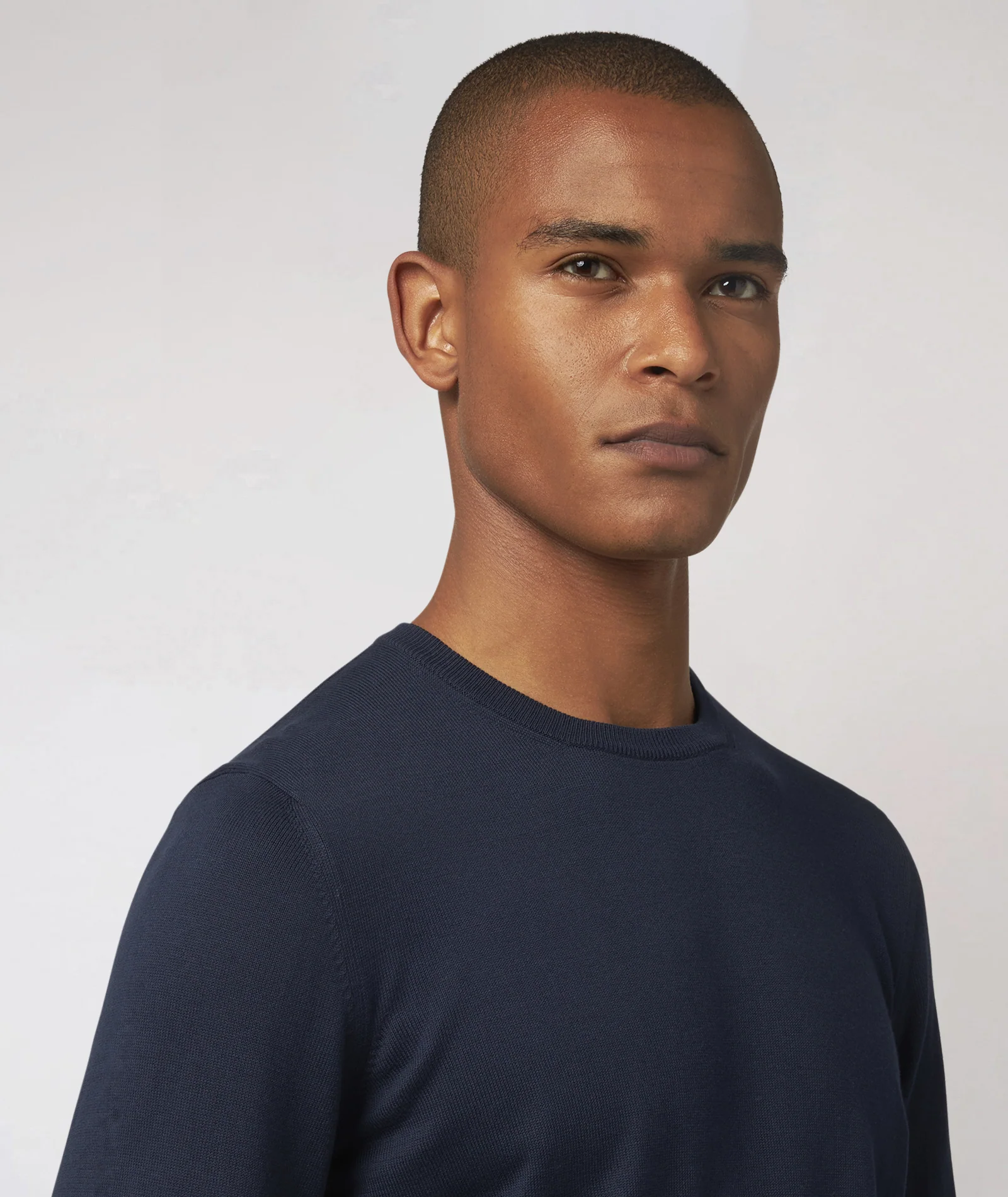 Maglia girocollo in cotone maniche lunghe blu - Image 2