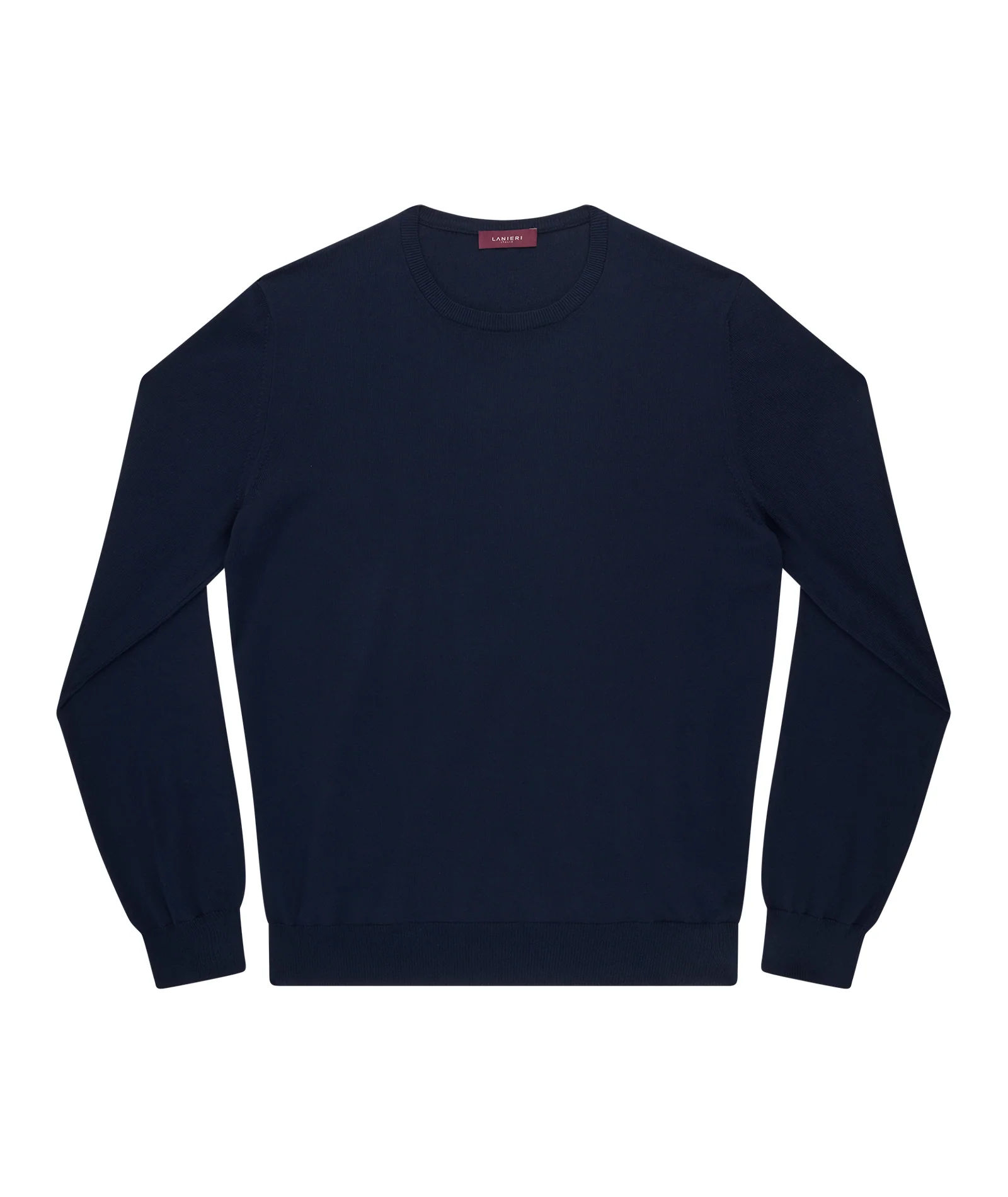 Maglia girocollo in cotone maniche lunghe blu - Image 3