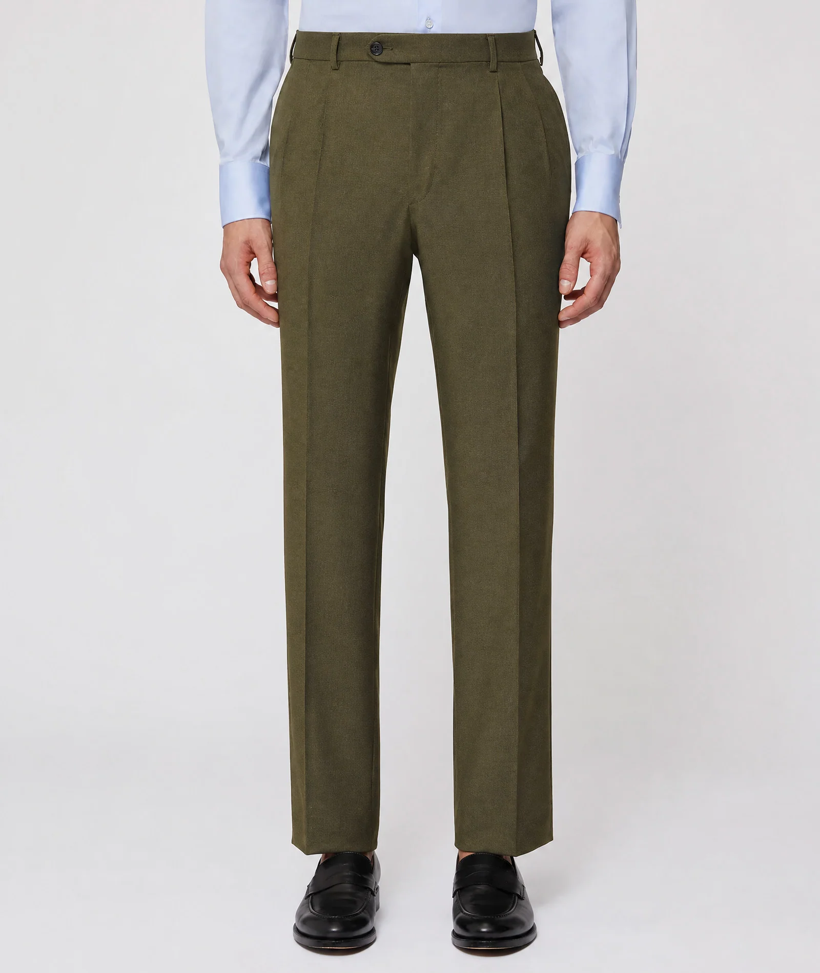 Pantaloni chino in seersucker verde militare