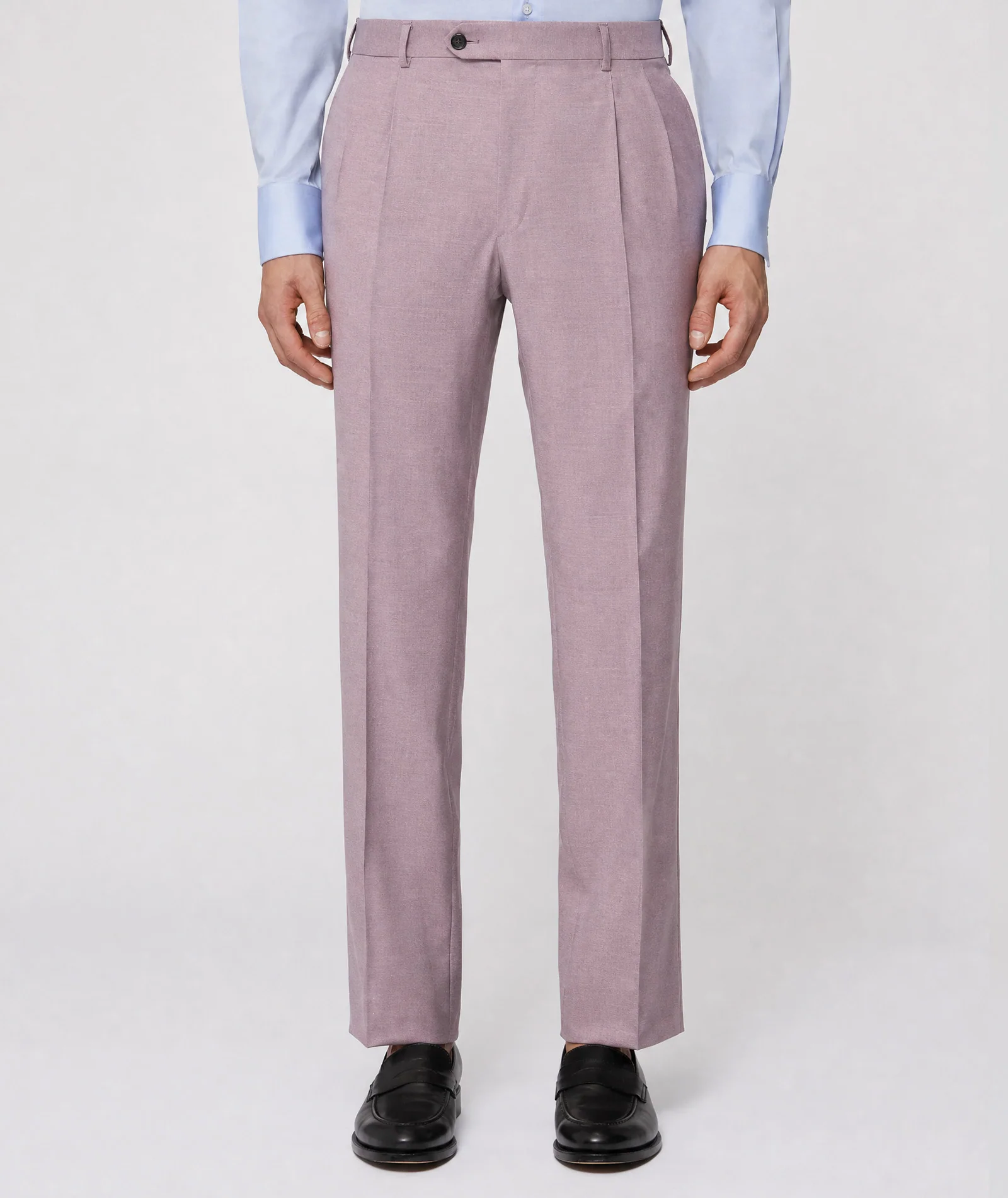 Pantaloni chino in lino e cotone rosa