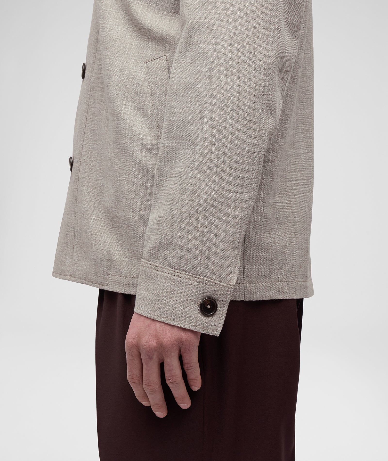 Overshirt in cotone lana beige mélange - Image 2