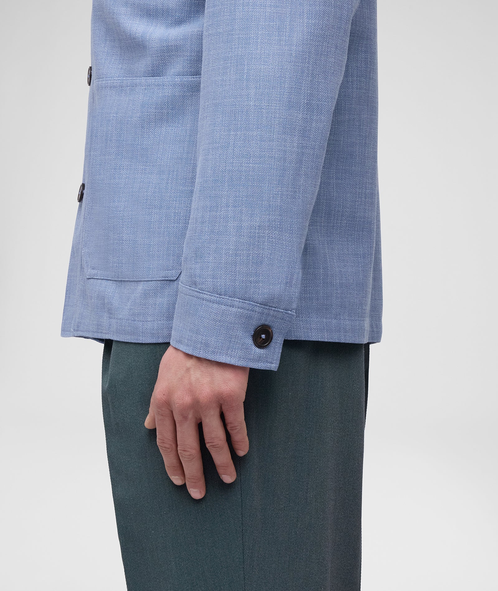 Overshirt in cotone lana celeste mélange - Image 2
