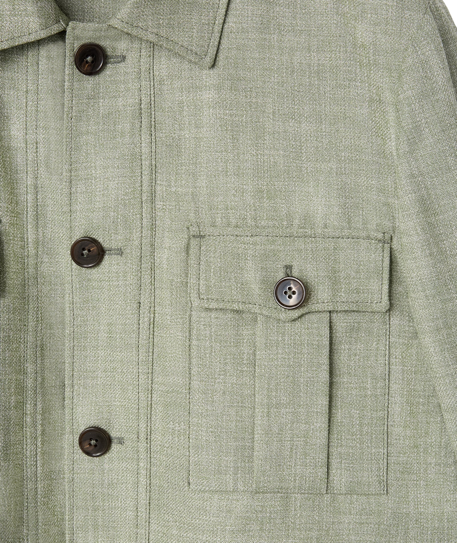 Overshirt in cotone lana verde mélange - Image 4