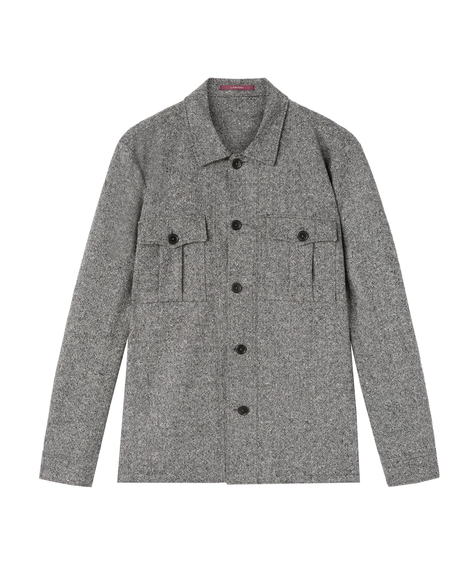Overshirt in lana microdesign grigio - Image 3