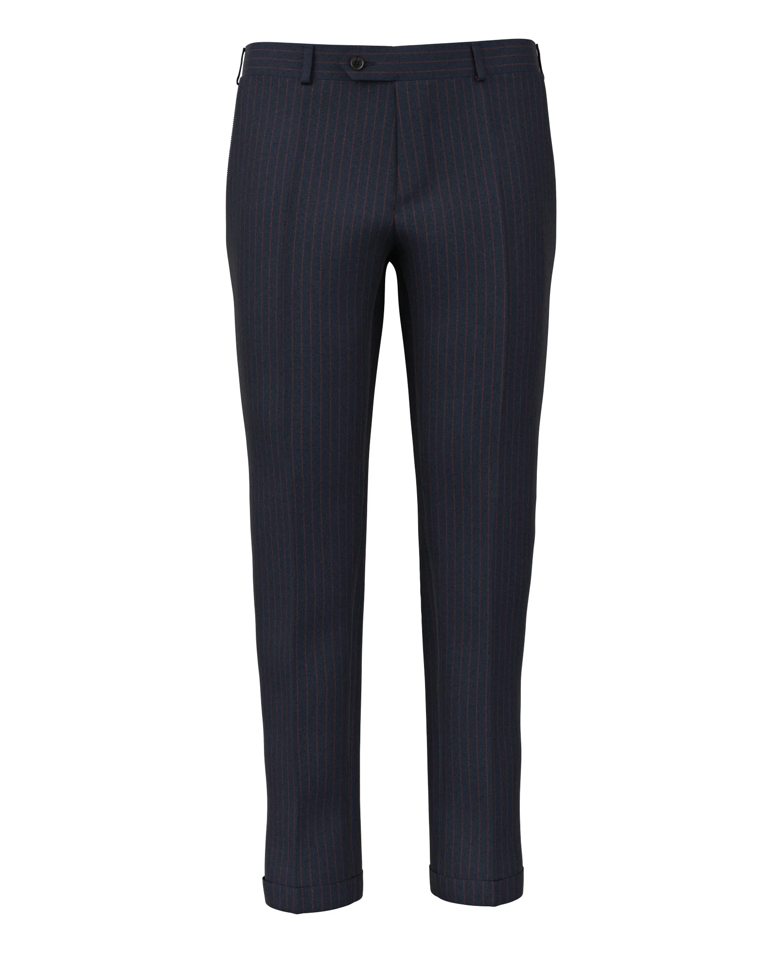 Pantaloni in flanella di lana gessati blu e rossi