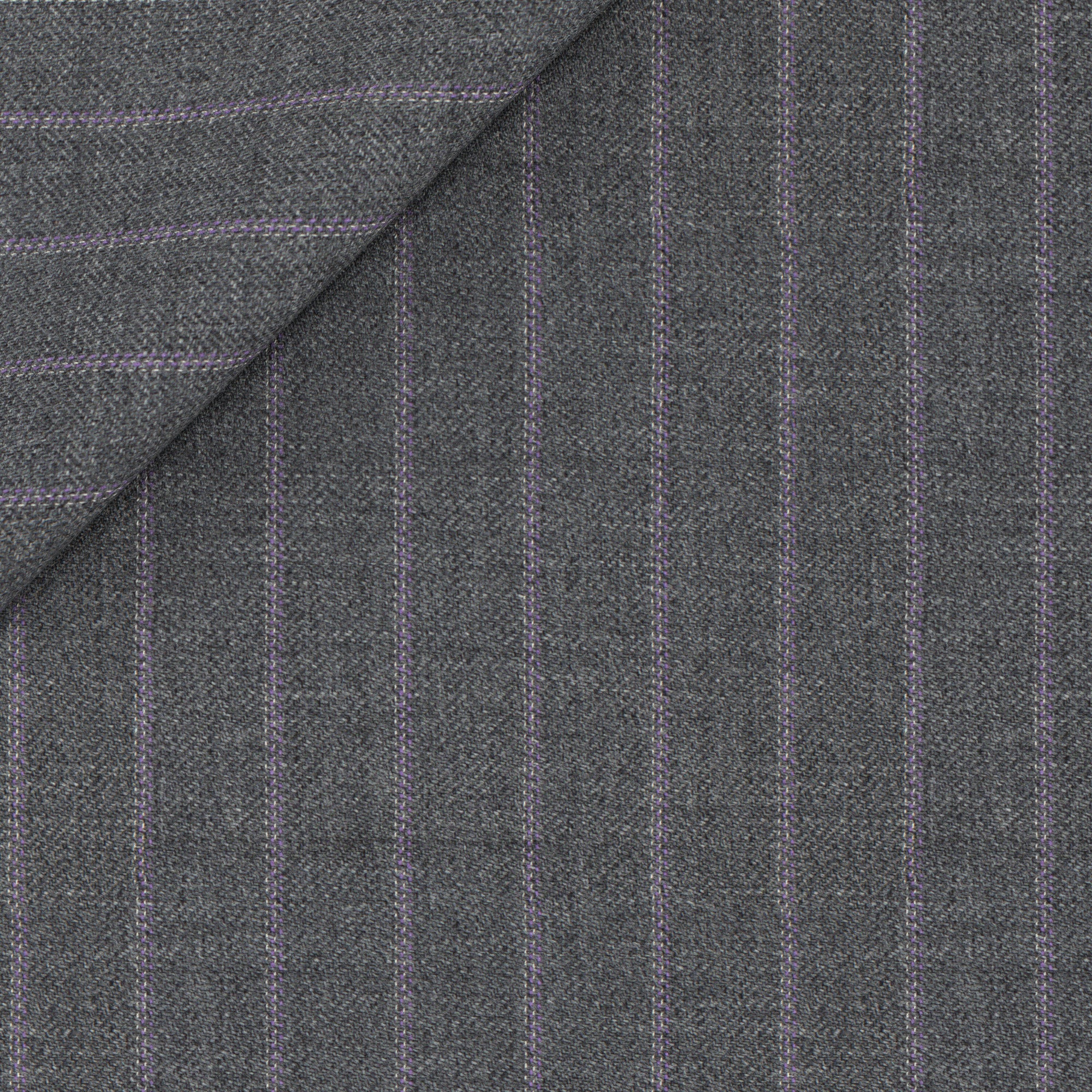 Pantaloni in lana gessati grigio e lilla - Image 2