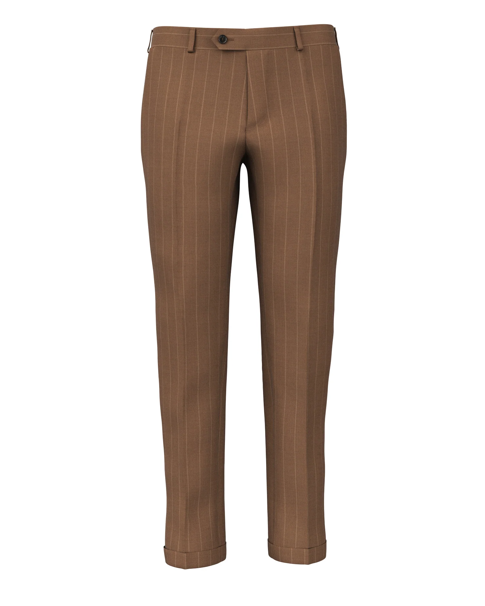 Pantaloni in lana-seta gessato color mattone