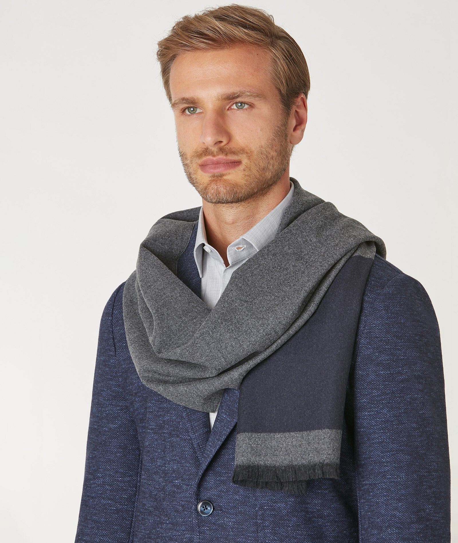 Sciarpa Lana Grigio Blu